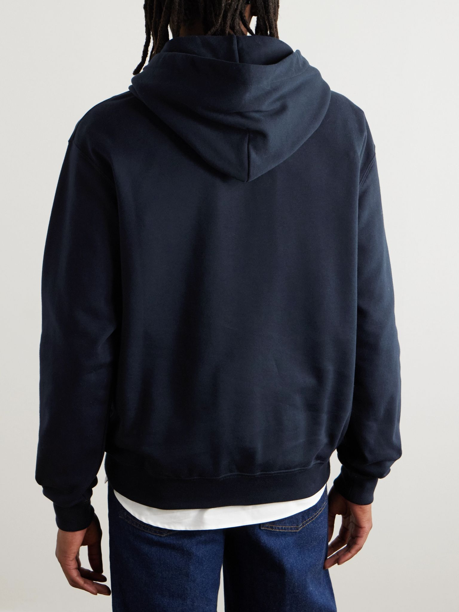 Logo-Print Cotton-Jersey Hoodie Navy - 3