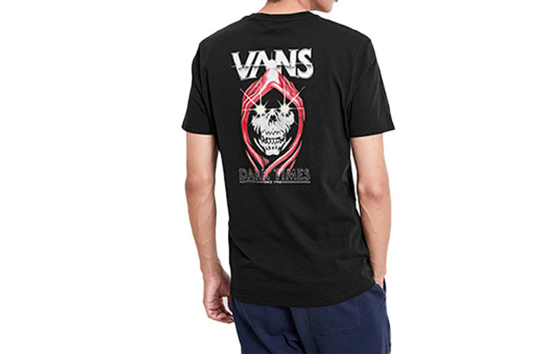 Vans 남자의 밴 스켈레톤 인쇄 짧은 소매 검정 VN0A4MLVBLK outlook