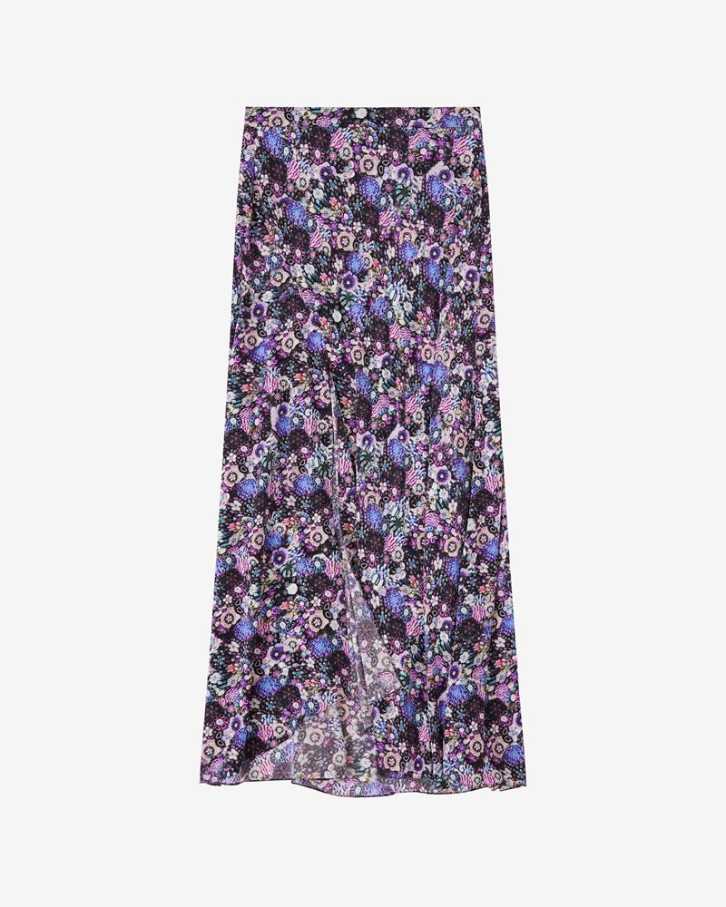 SAKURA FLORAL STRETCH-SILK LONG SKIRT - 1