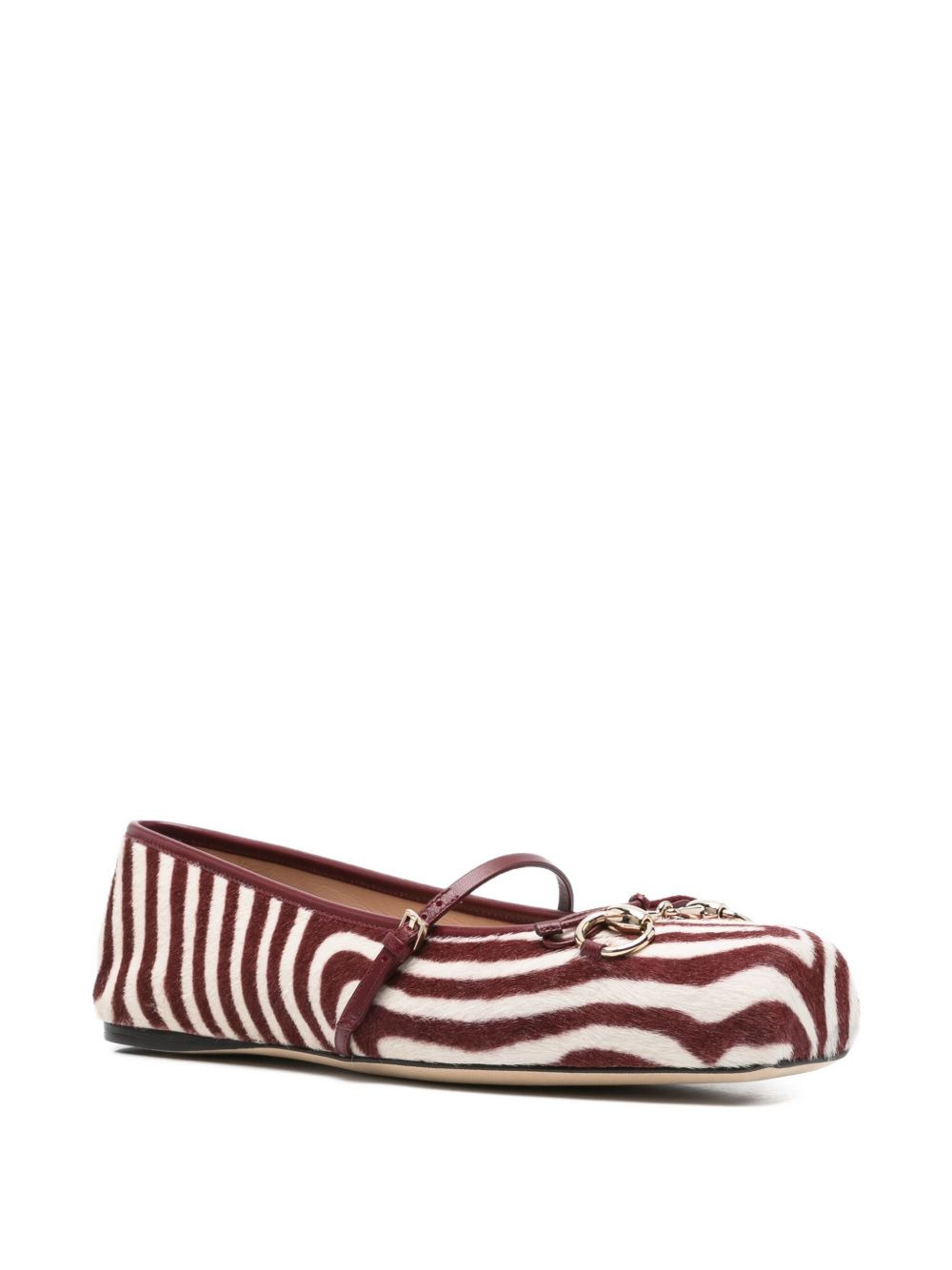 horsebit-detail zebra-print ballet flats - 2
