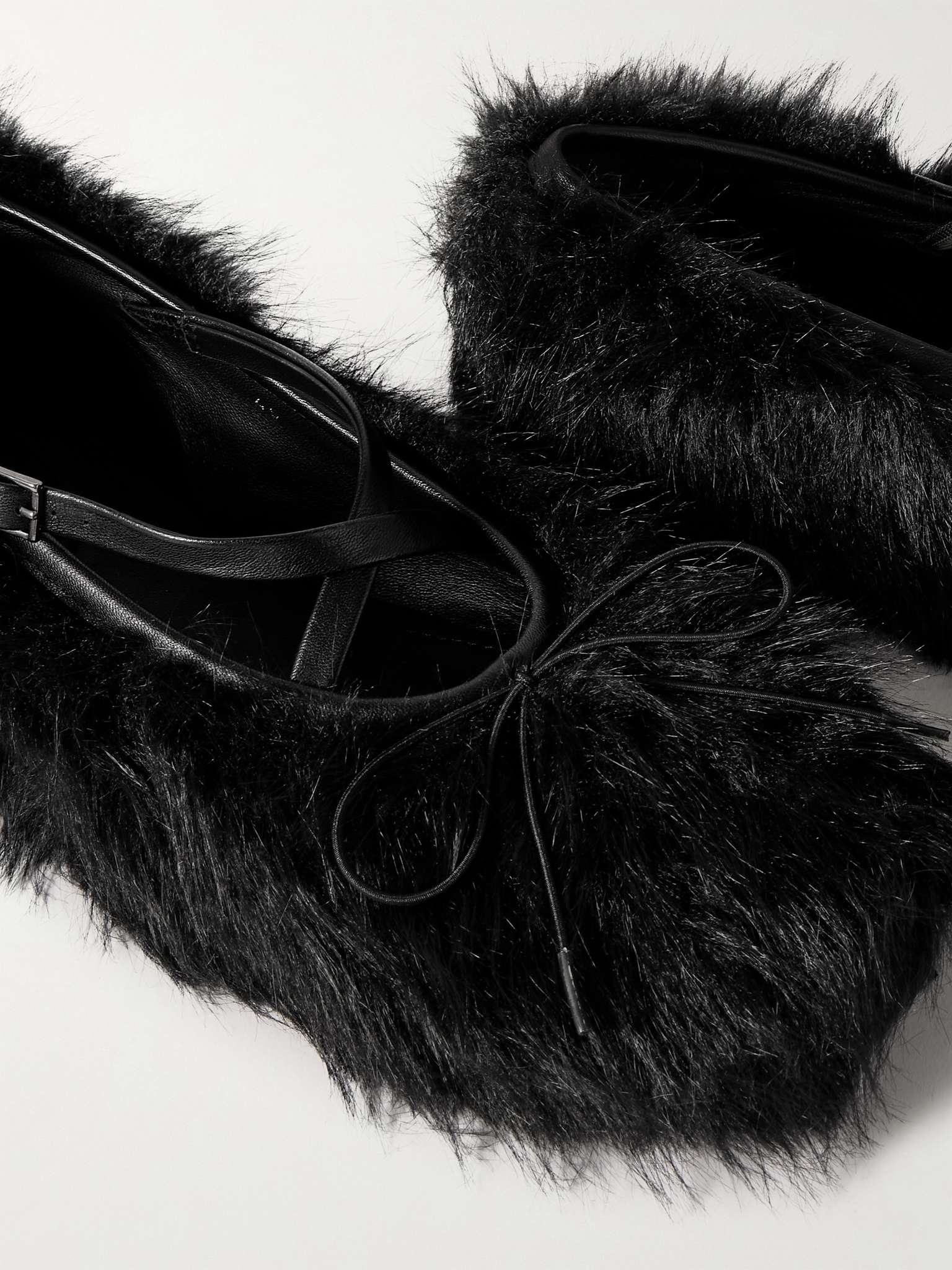 Leather-Trimmed Faux Fur Loafers - 6