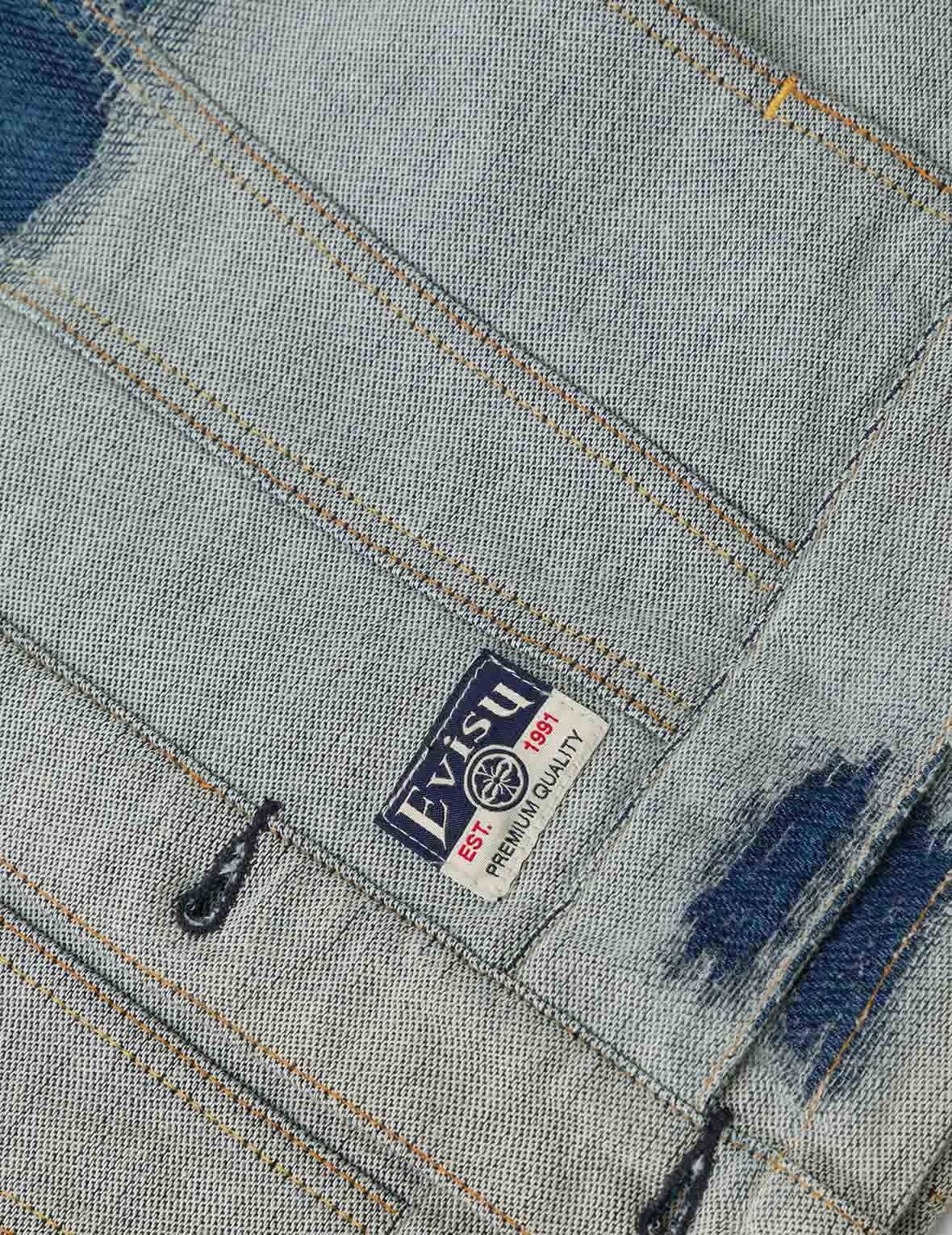 Distressed Logo and Seagull Embroidery Relax Fit Denim Jacket - 9