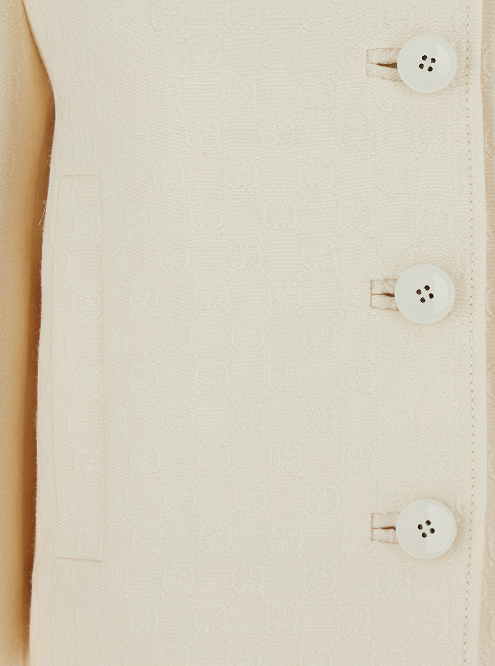 Gucci Women White Jacket With Notched Revers In Gg Canvas Woman - 3