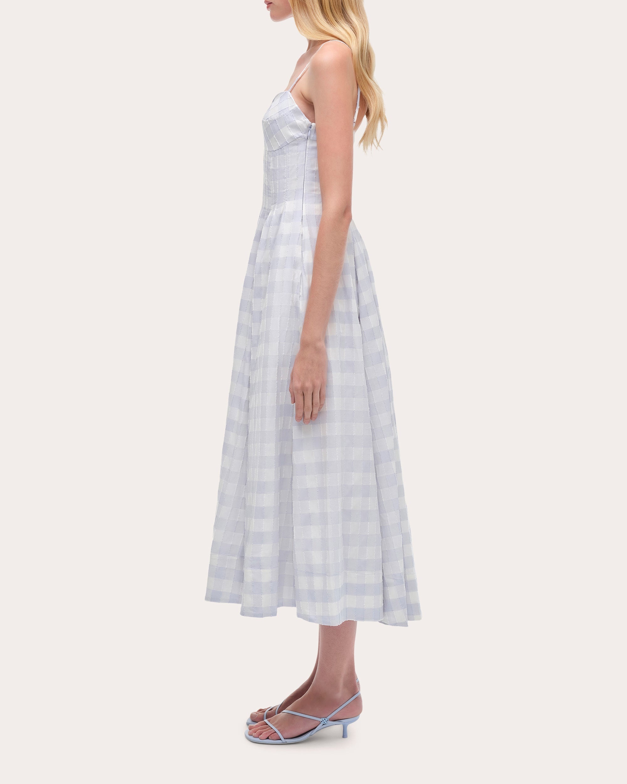 Kittiya Gingham Cotton Fil-Coupe Pleated Midi Dress - 3