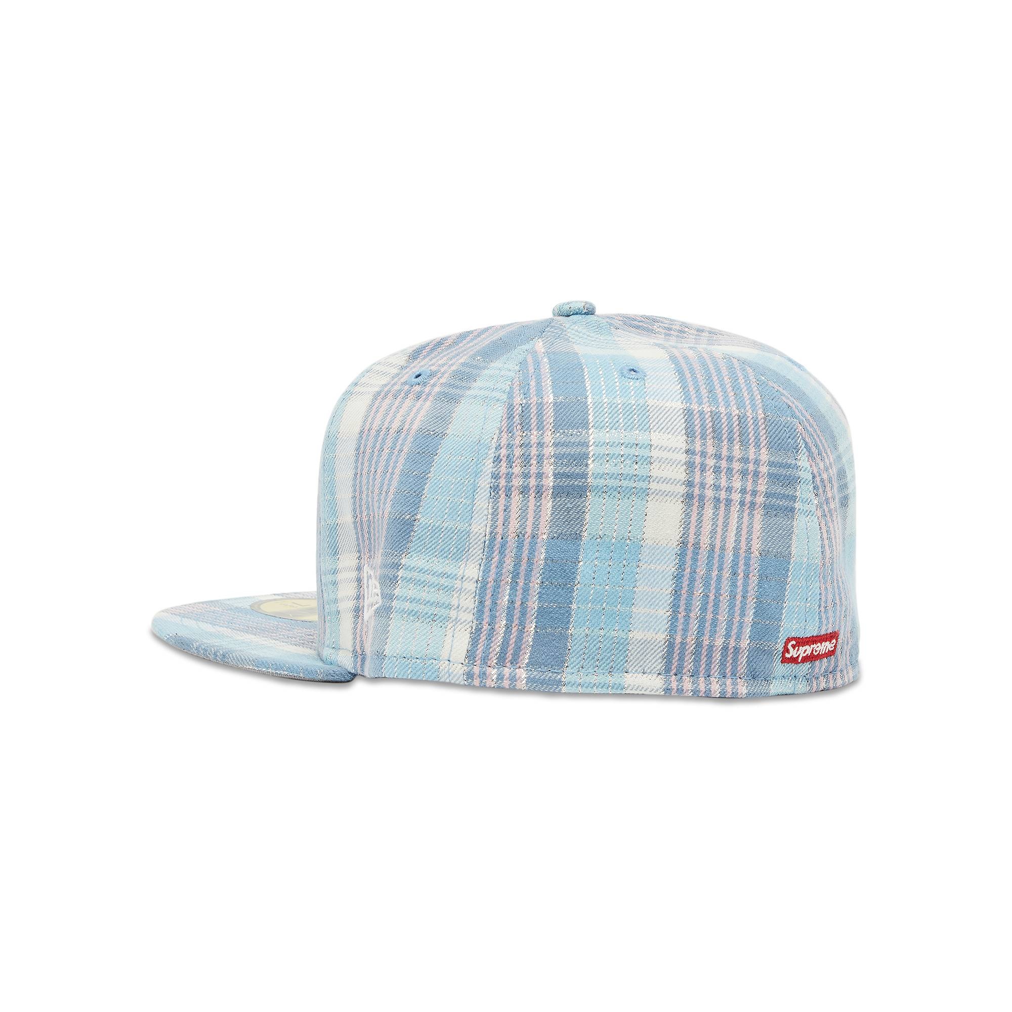 Supreme Metallic Plaid S Logo New Era 'Light Blue' - 3