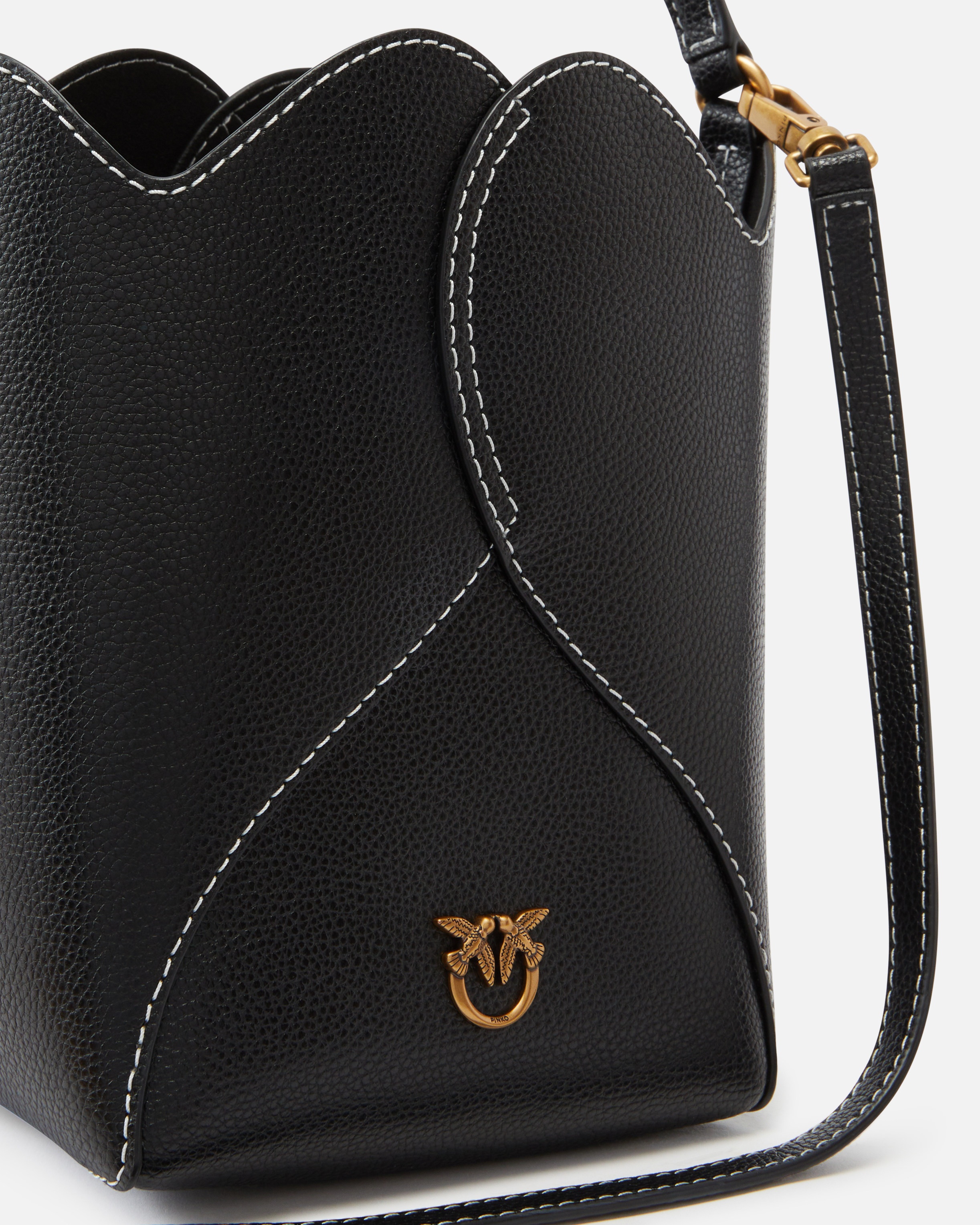 HEART MINI LEATHER BUCKET BAG WITH SHOULDER STRAP - 3