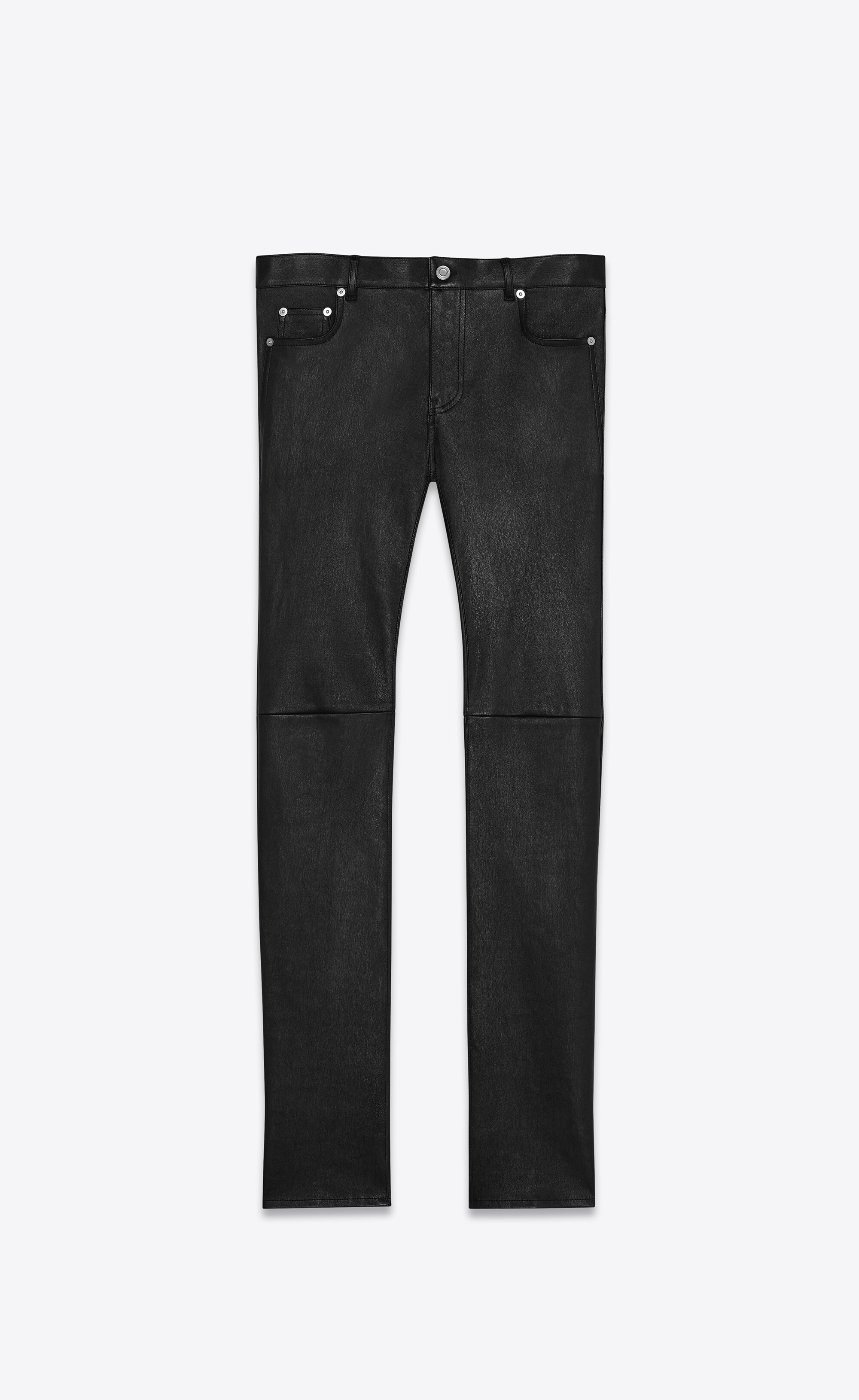 skinny pants in stretch grained leather - 1