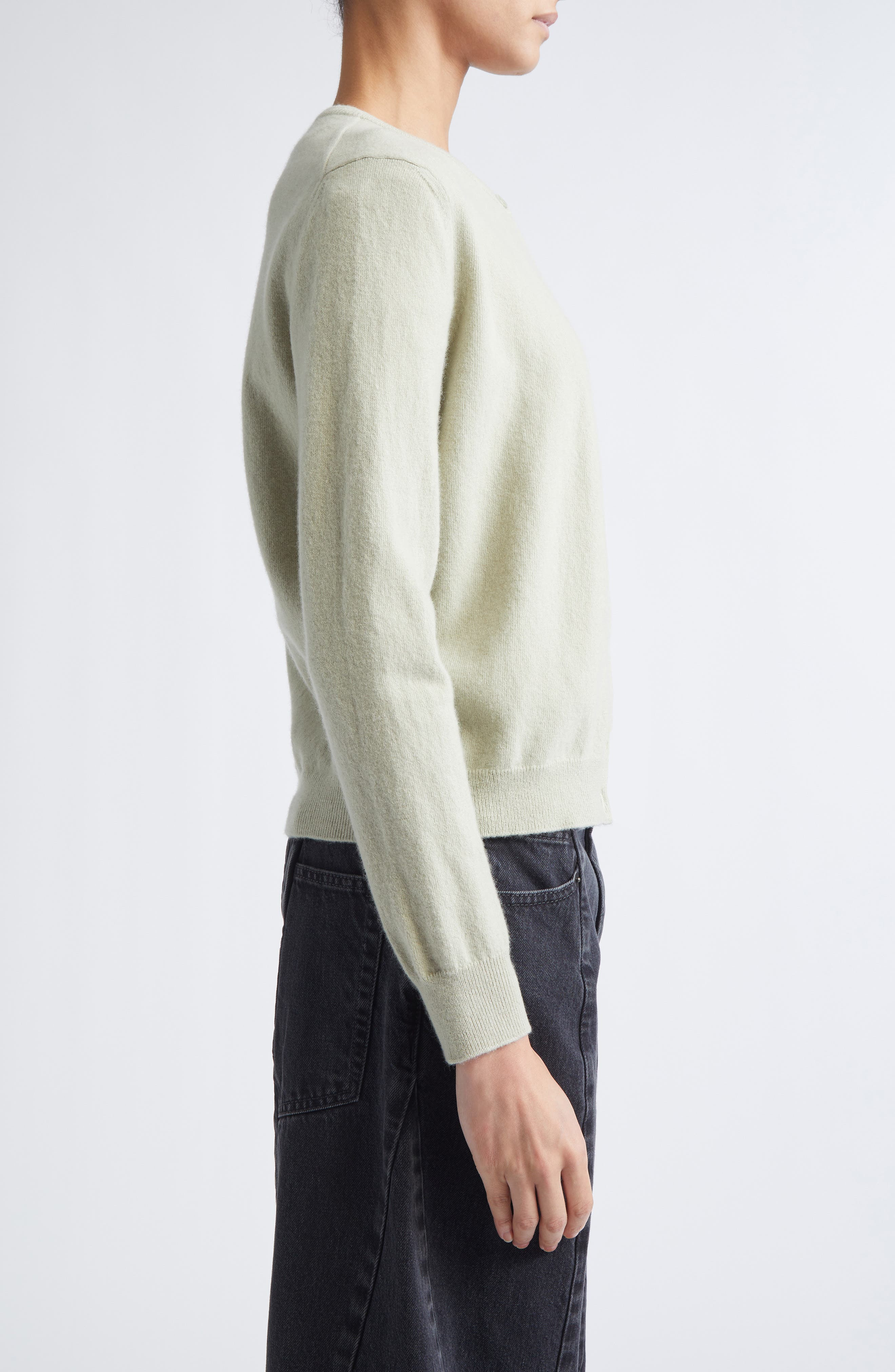 Maison Margiela Virgin Wool Cardigan in Pale Green at Nordstrom - 4