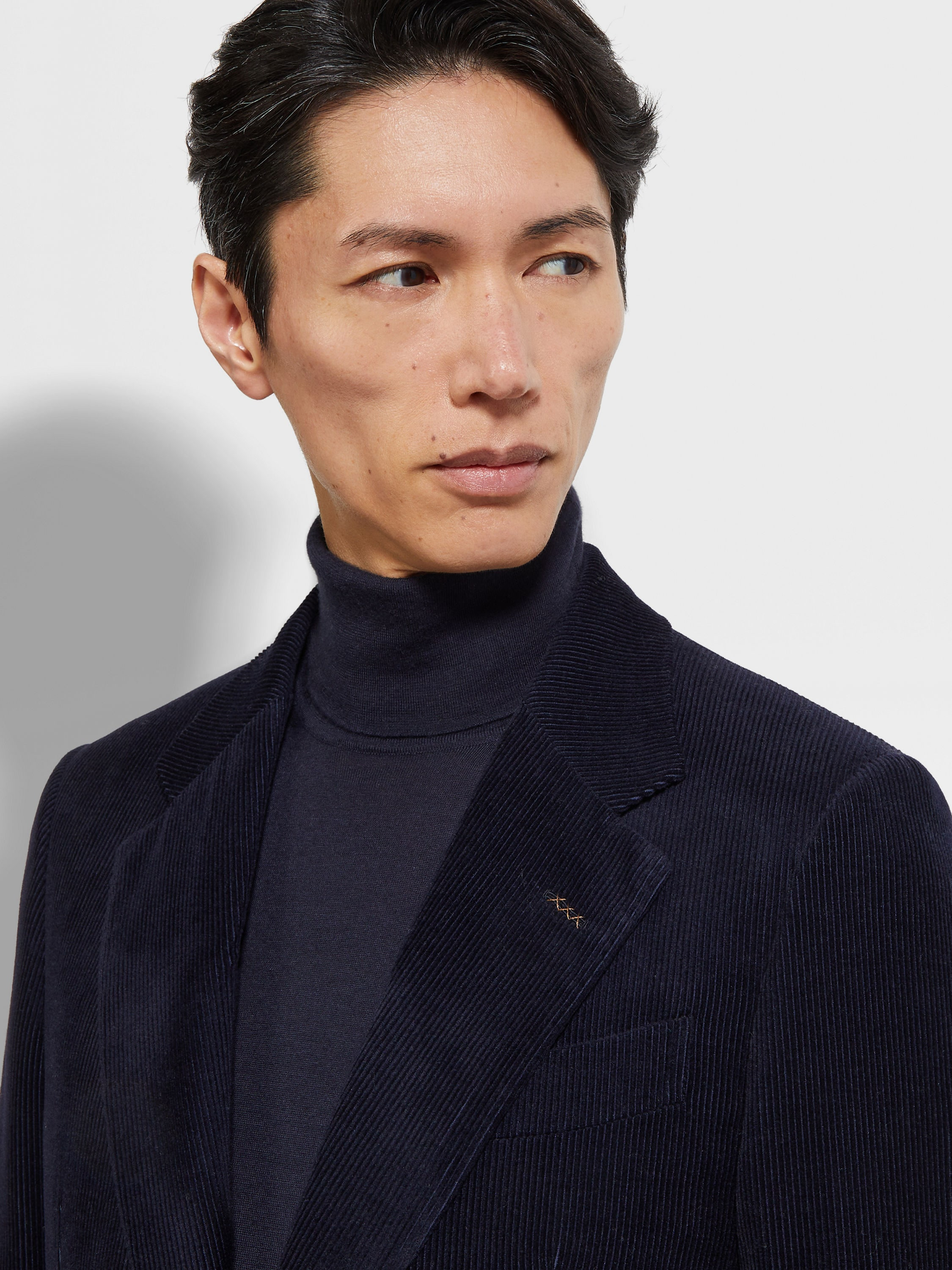 NAVY BLUE OASI CASHMERE BLEND JACKET - 3