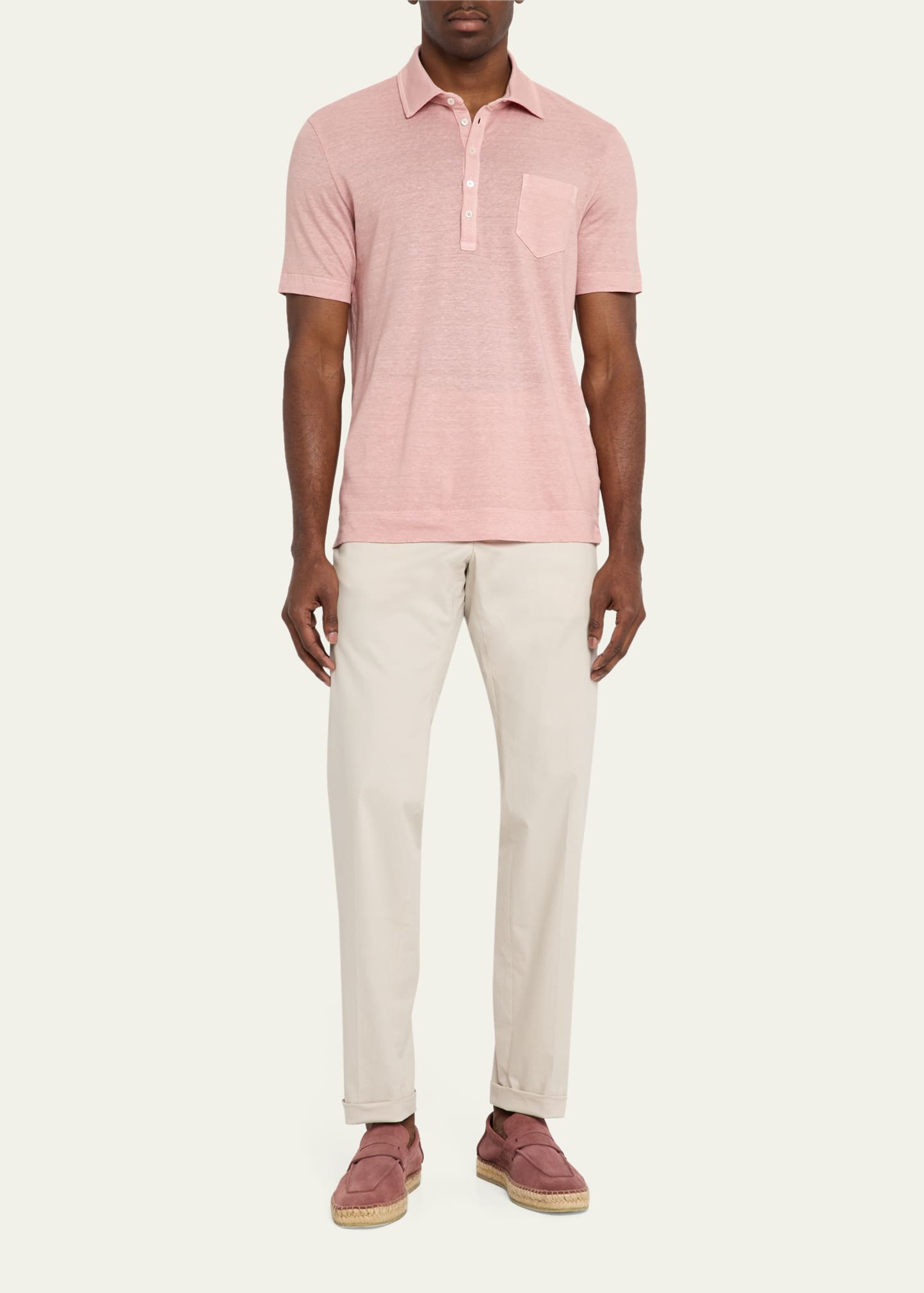 Men's Linen and Cotton Polo Shirt - 2