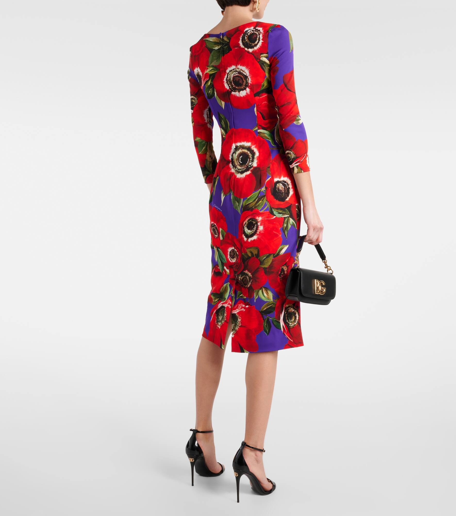 Floral silk-blend midi dress - 3