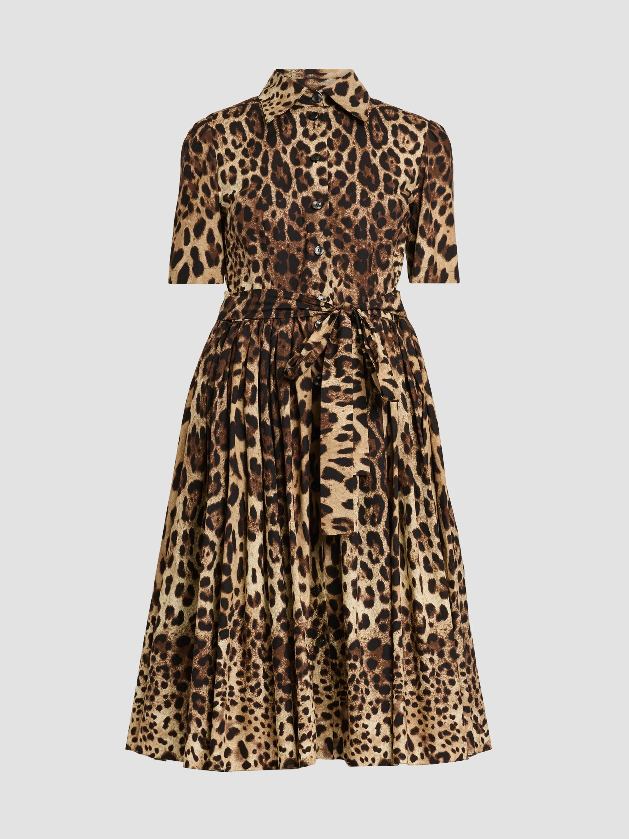 Women's Leopard Cotton Poplin Midi Shirtdress - Leo New - 1