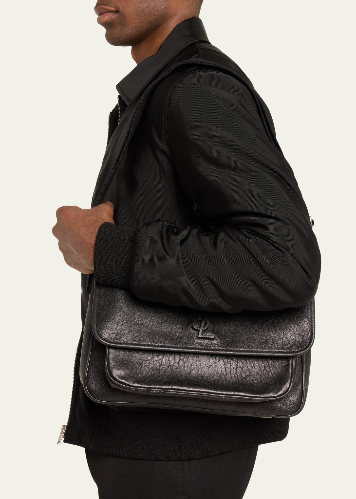 Men's Niki YSL Messenger Bag in Grained Leather - 2