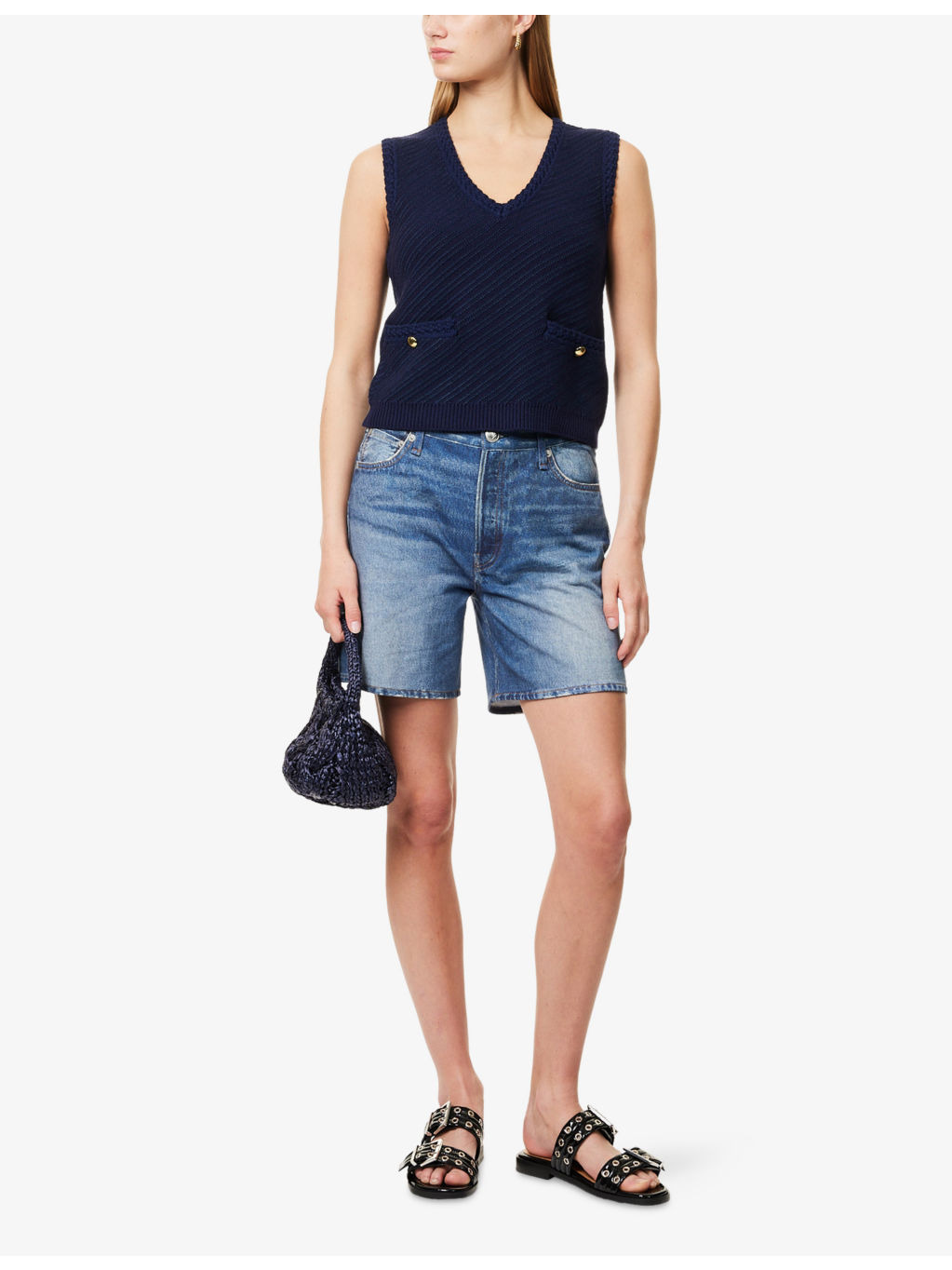 Miramar Kaia Denim-Print Cotton-Jersey Shorts - 2