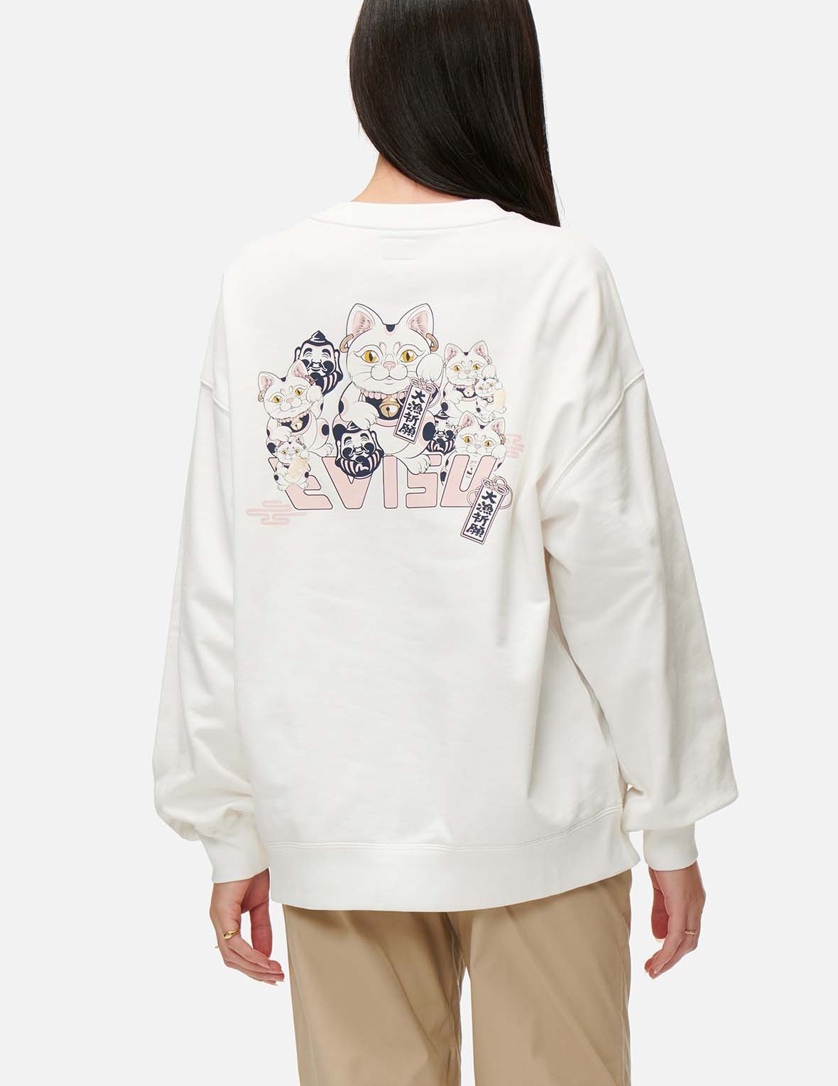 FORTUNE CAT PRINT OVERSIZED SWEATSHIRT - 3