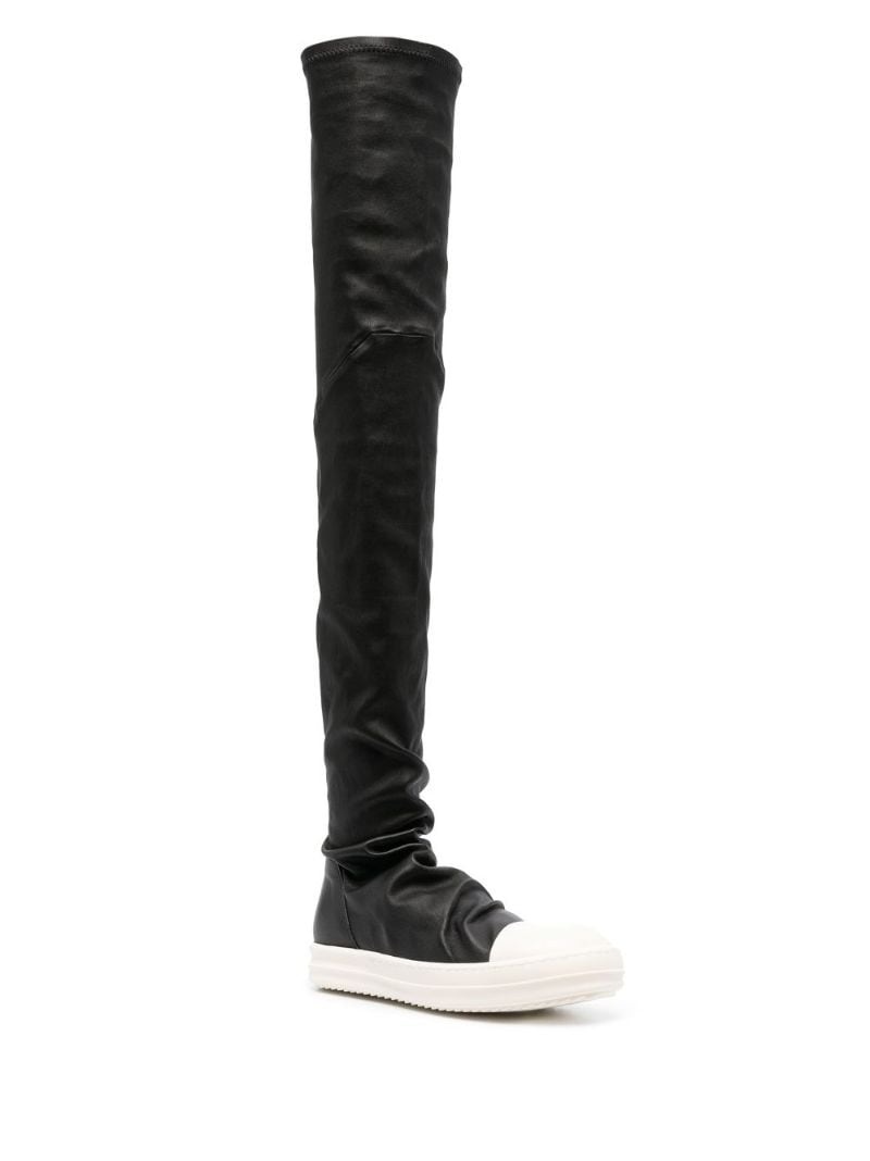 thigh-high leather sneaker boots - 2