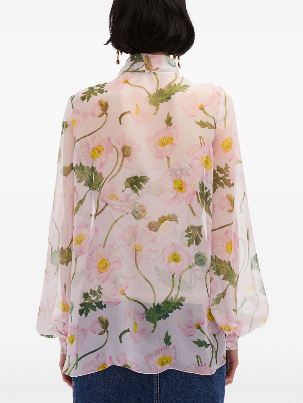 poppy-print silk shirt - 4