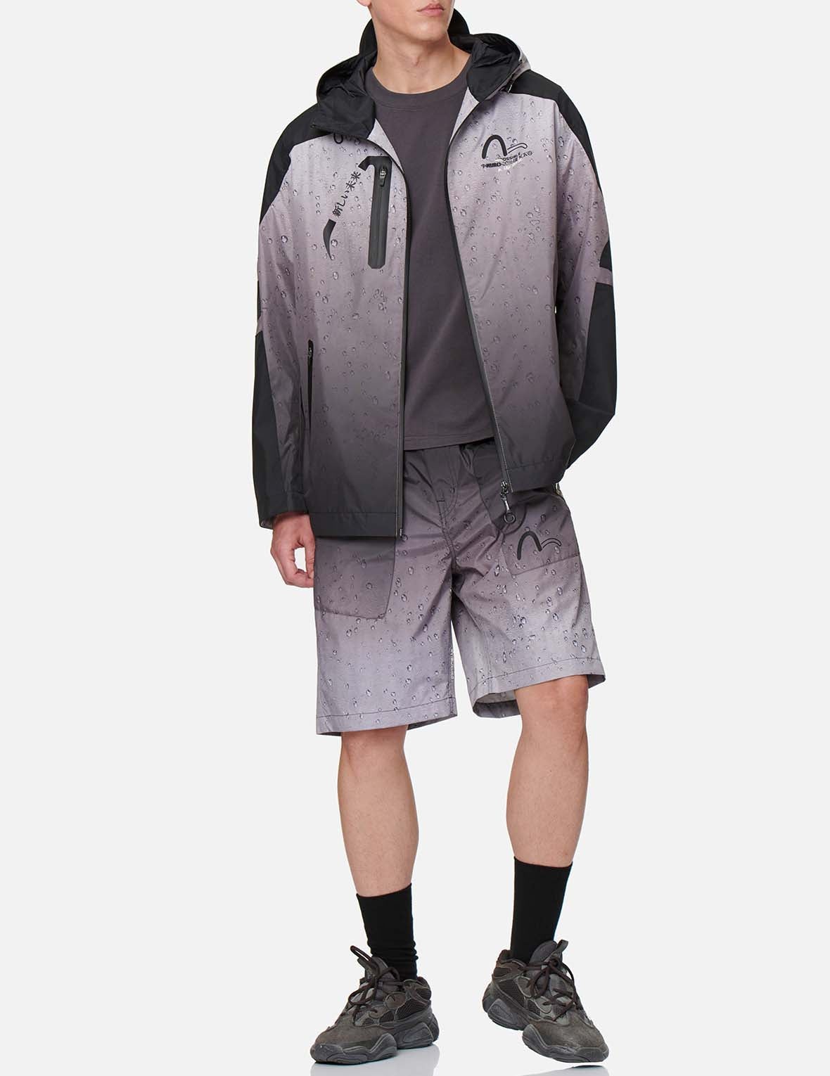 3D Raindrop Print Trail Windbreaker Jacket - 4