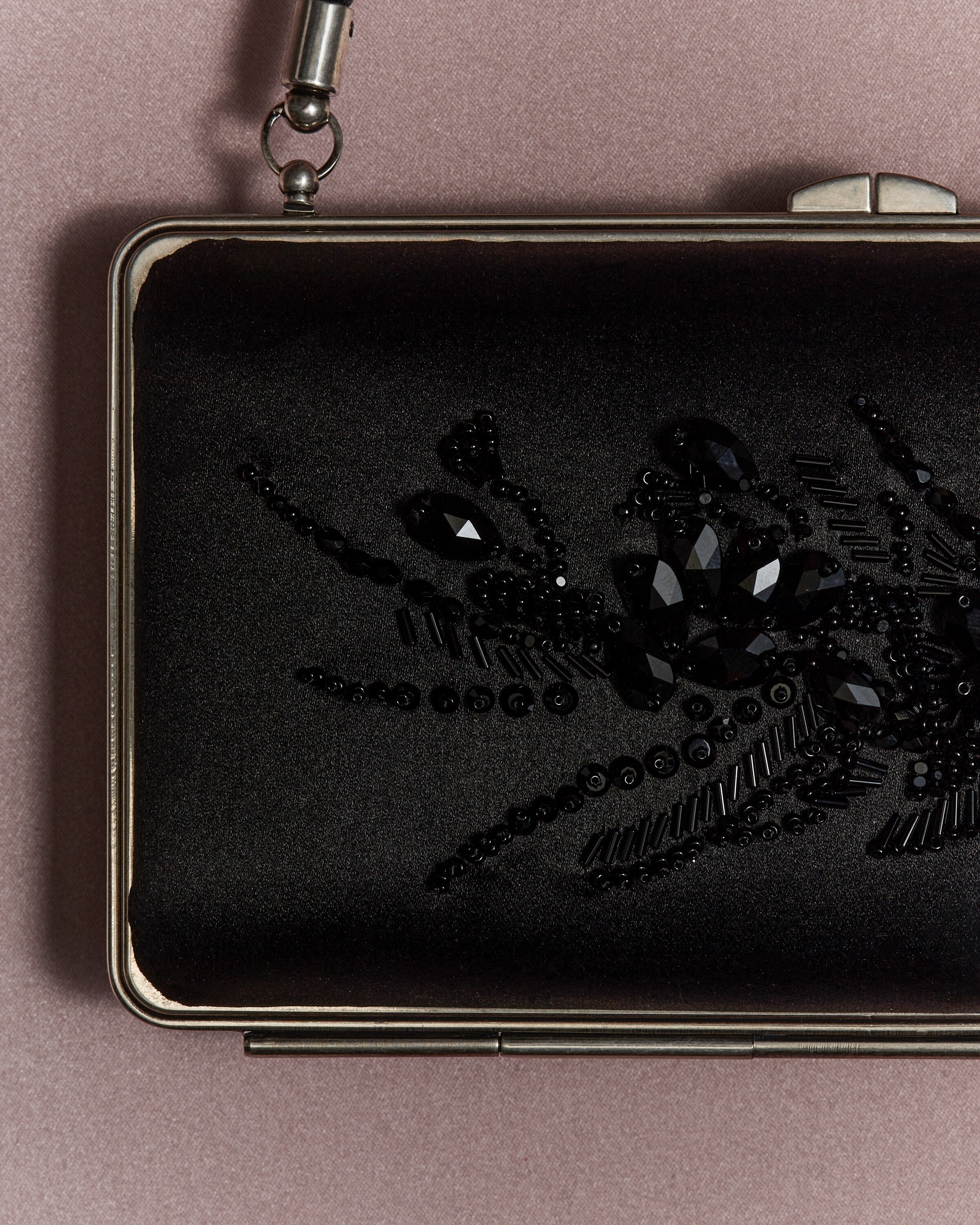 Embroidered satin clutch - 7