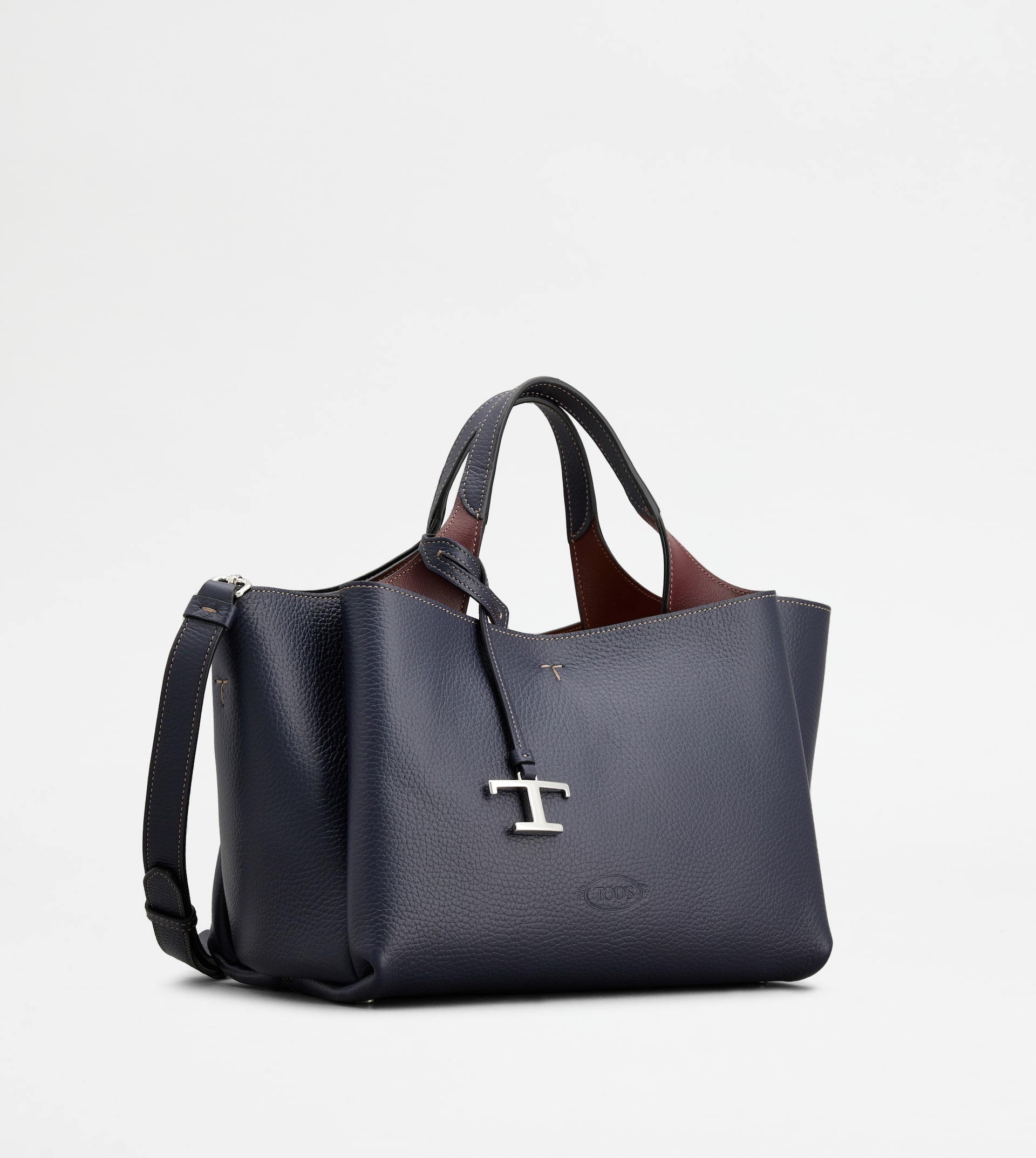 BAG IN LEATHER MINI - BLUE, BURGUNDY - 2