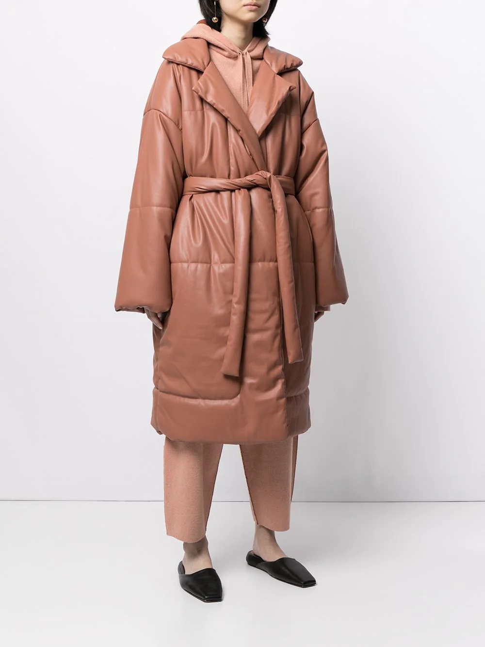 belted padded coat - 3