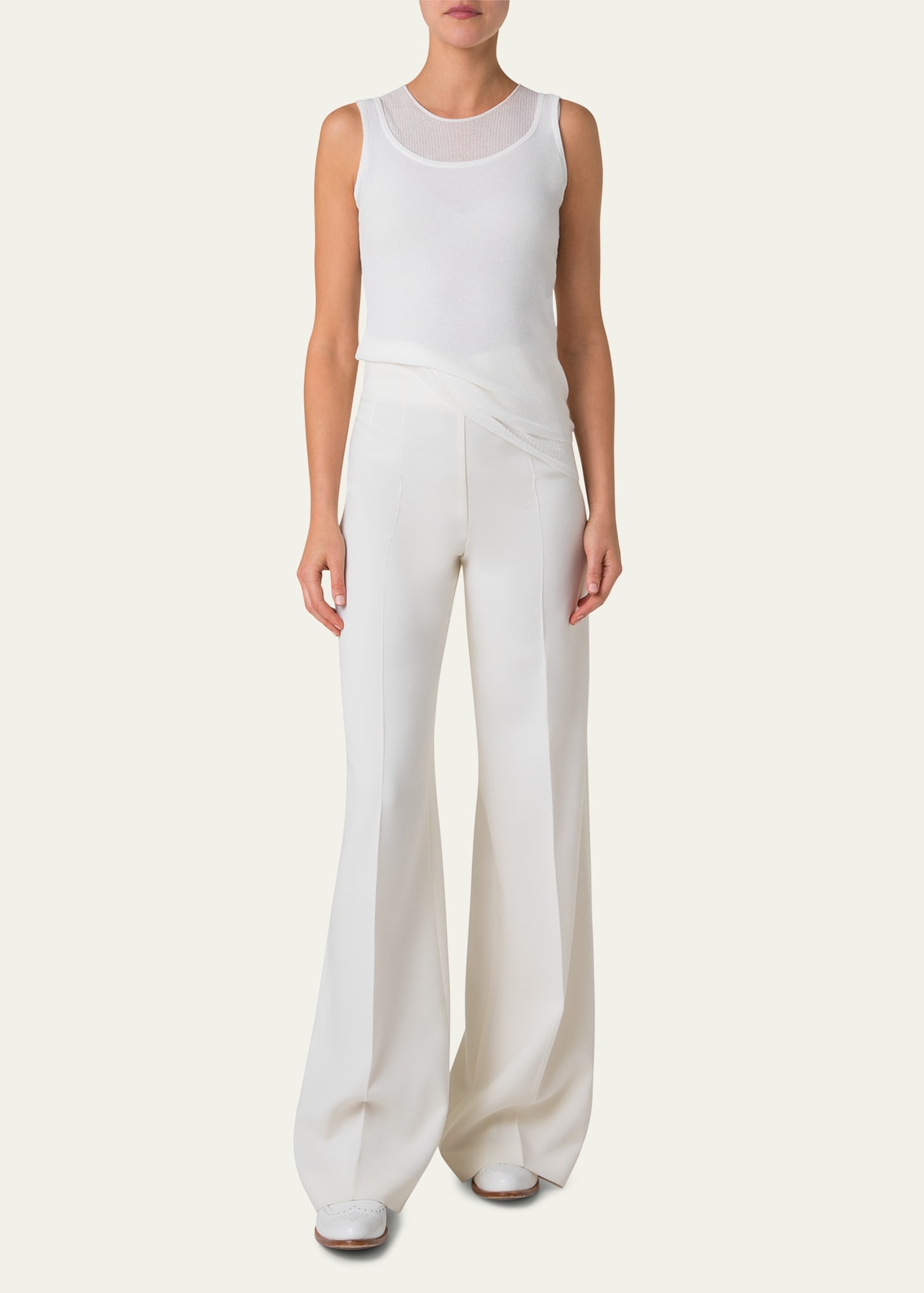 Structured Double-Layer Cotton Blend Knit Top - 2