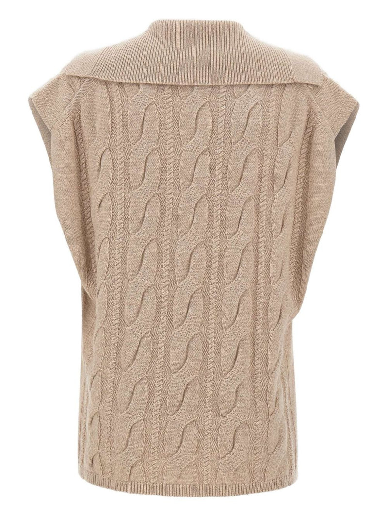 Max Mara polo-collar cable-knit vest outlook