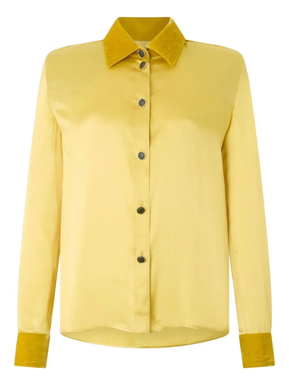 velvet-inserts silk shirt - 1