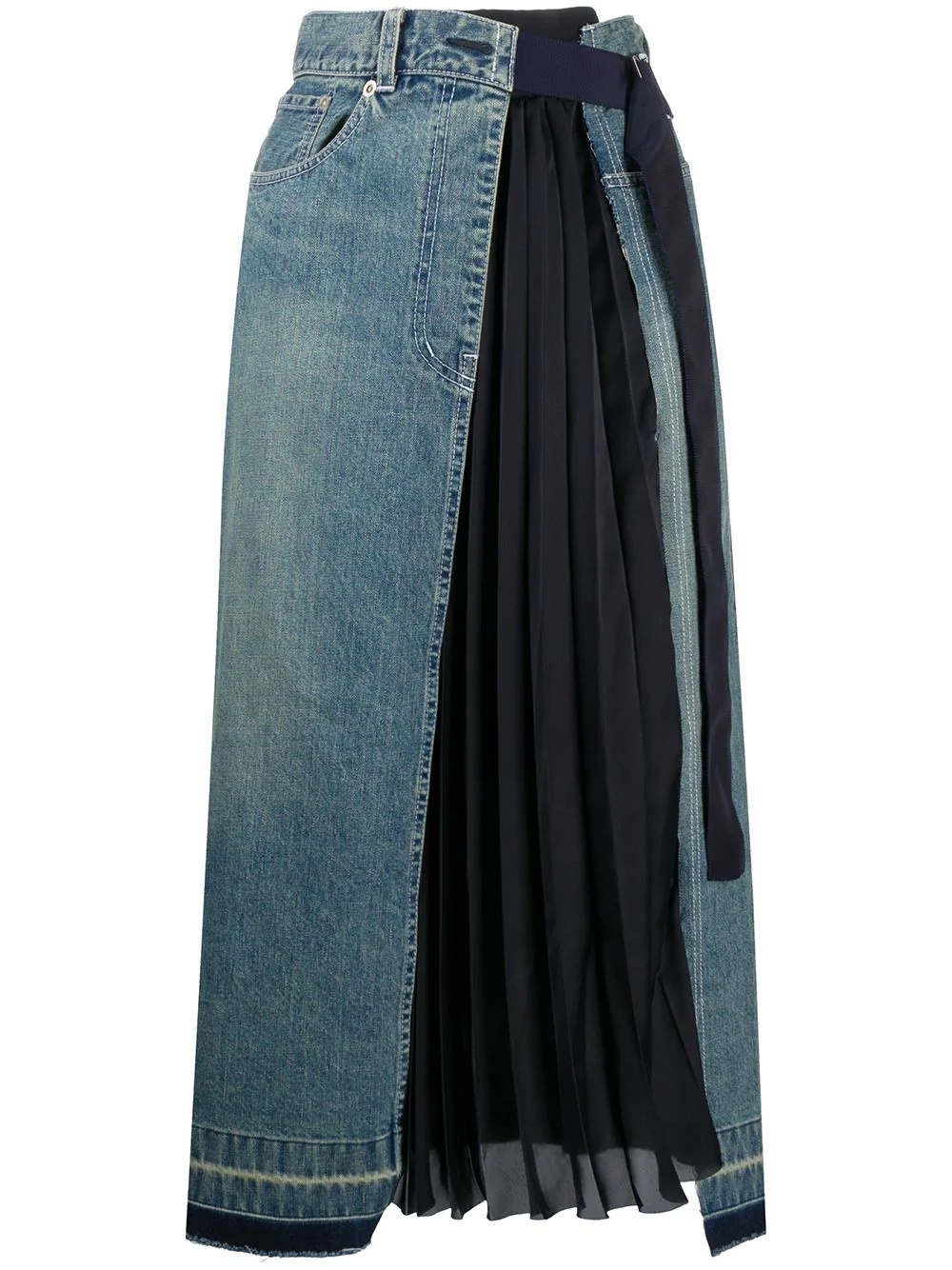 asymmetric denim midi skirt - 1