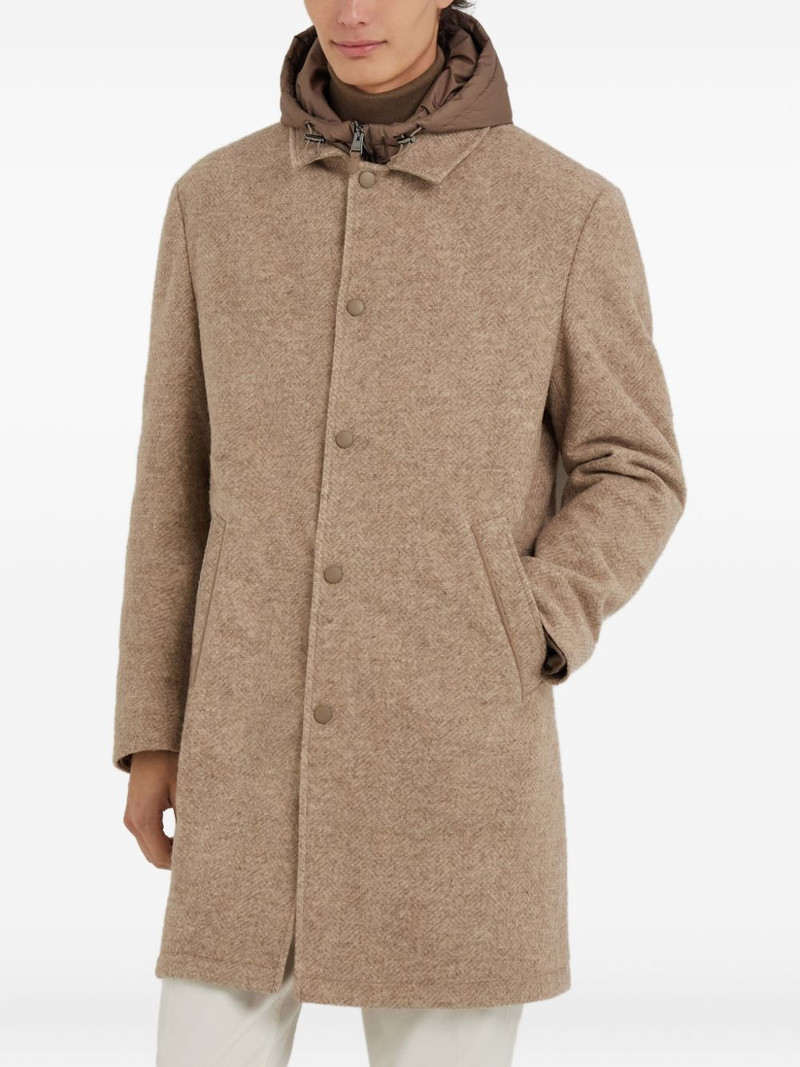 Canali hooded single-breasted coat outlook