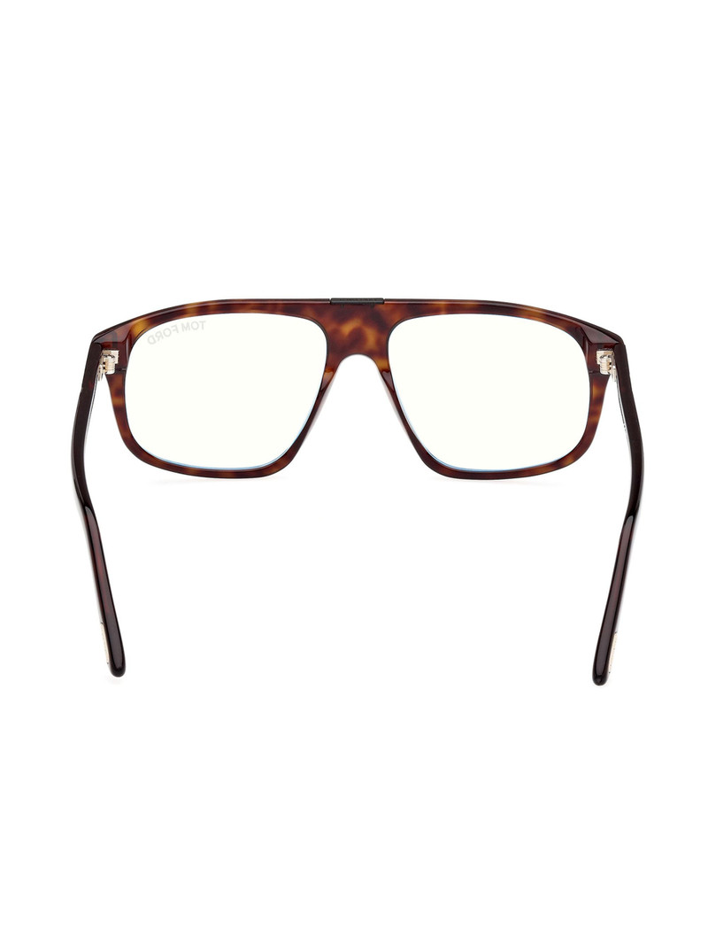 Men's 55MM Pilot Blue Block Glasses - Dark Havana Blue 5