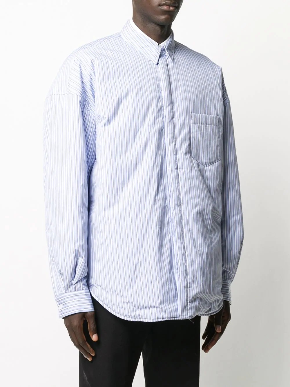 striped patch pocket shirt jacket - 3