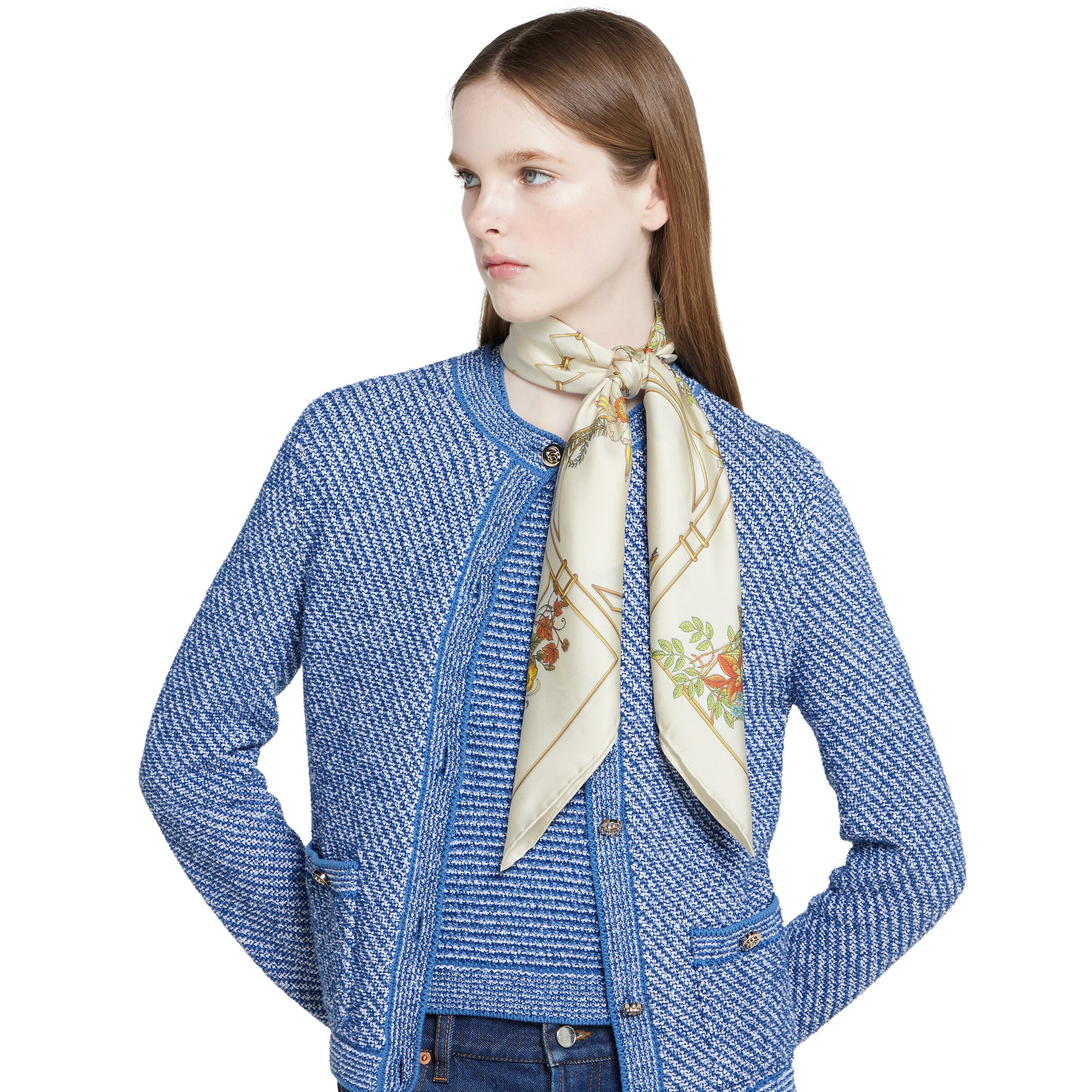 Animal and floral print silk carré - 4