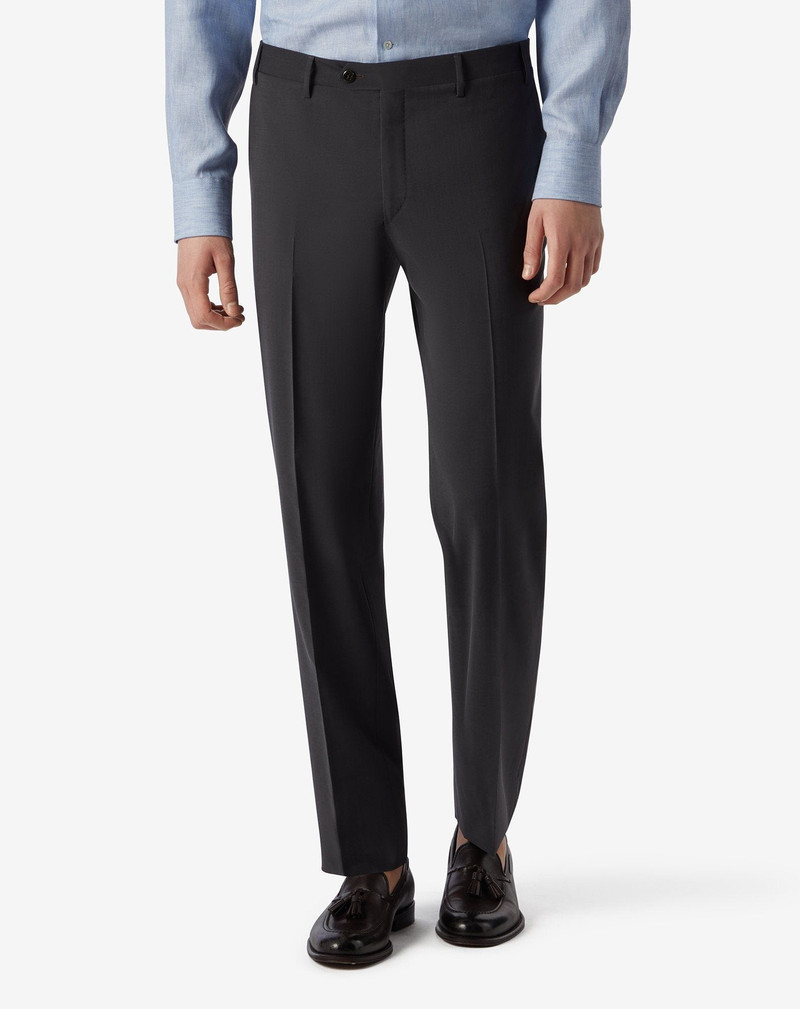 CORNELIANI Dark grey 120's stretch wool trousers outlook