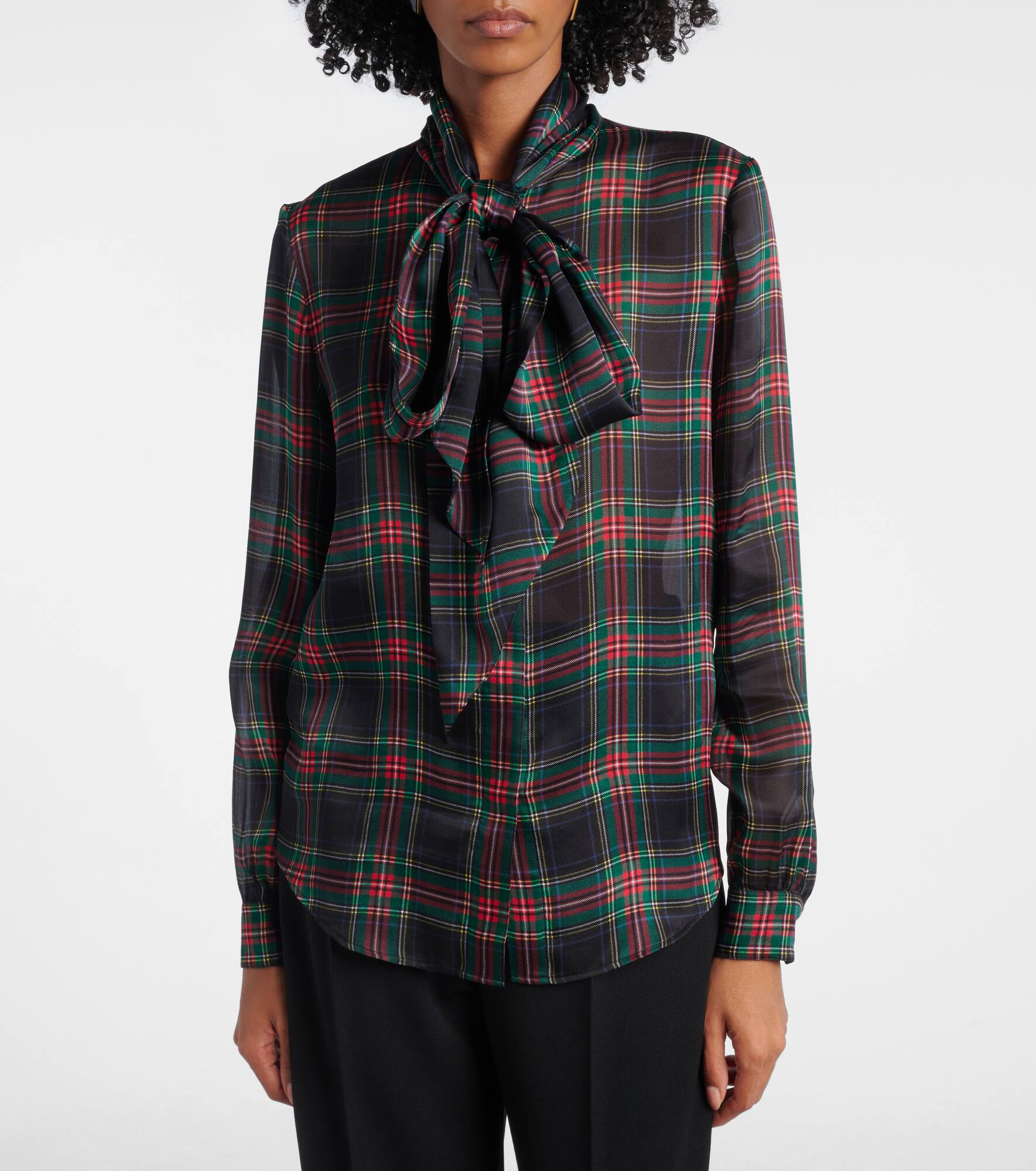 Plaid silk blouse - 6