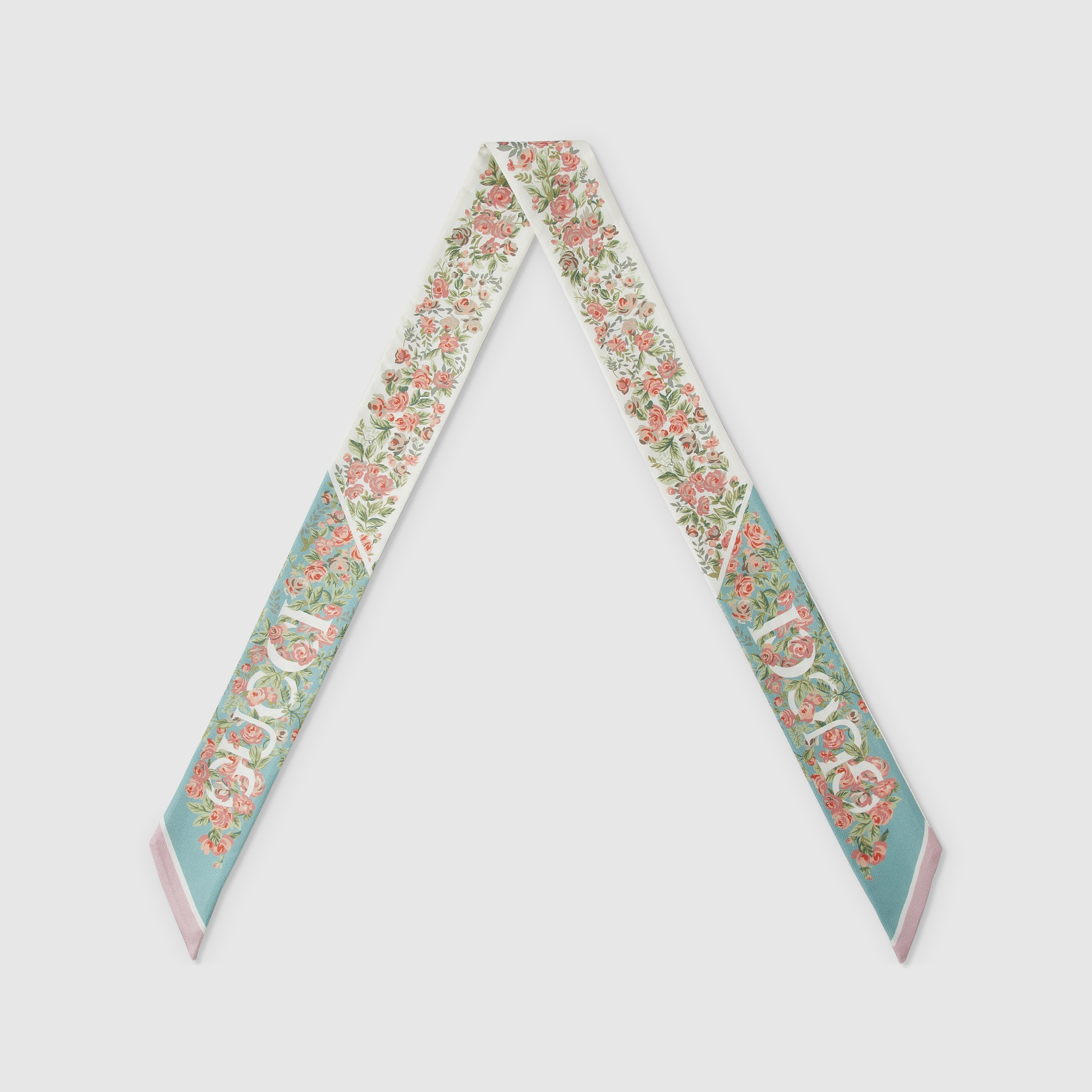 Gucci floral print silk neck bow - 2