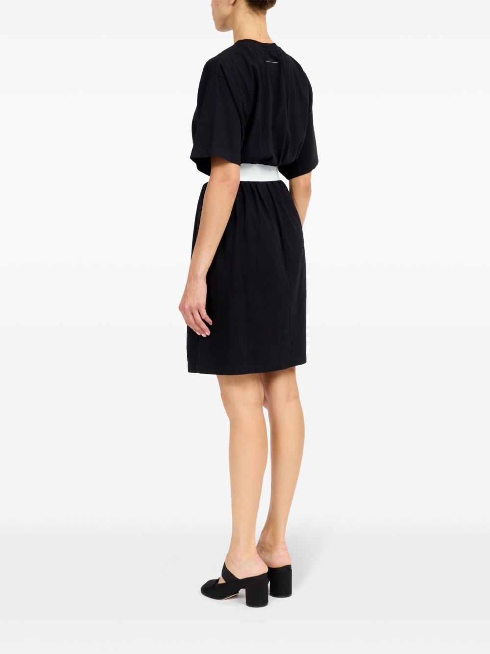 belted cotton T-shirt dress - 6