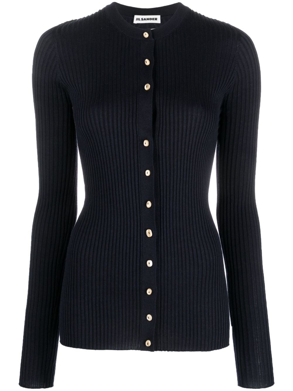 ribbed-knit long-sleeved cardigan - 1