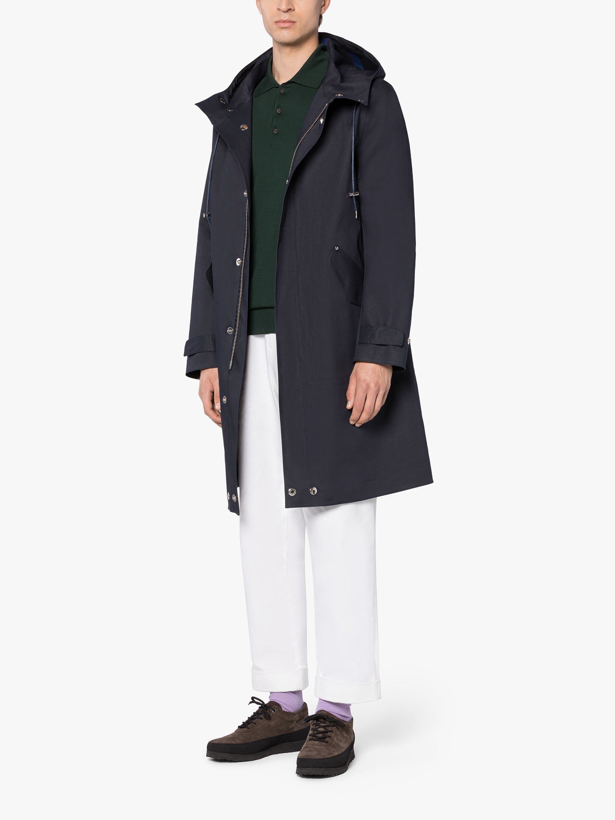 GRANISH NAVY BONDED COTTON HOODED COAT - 4