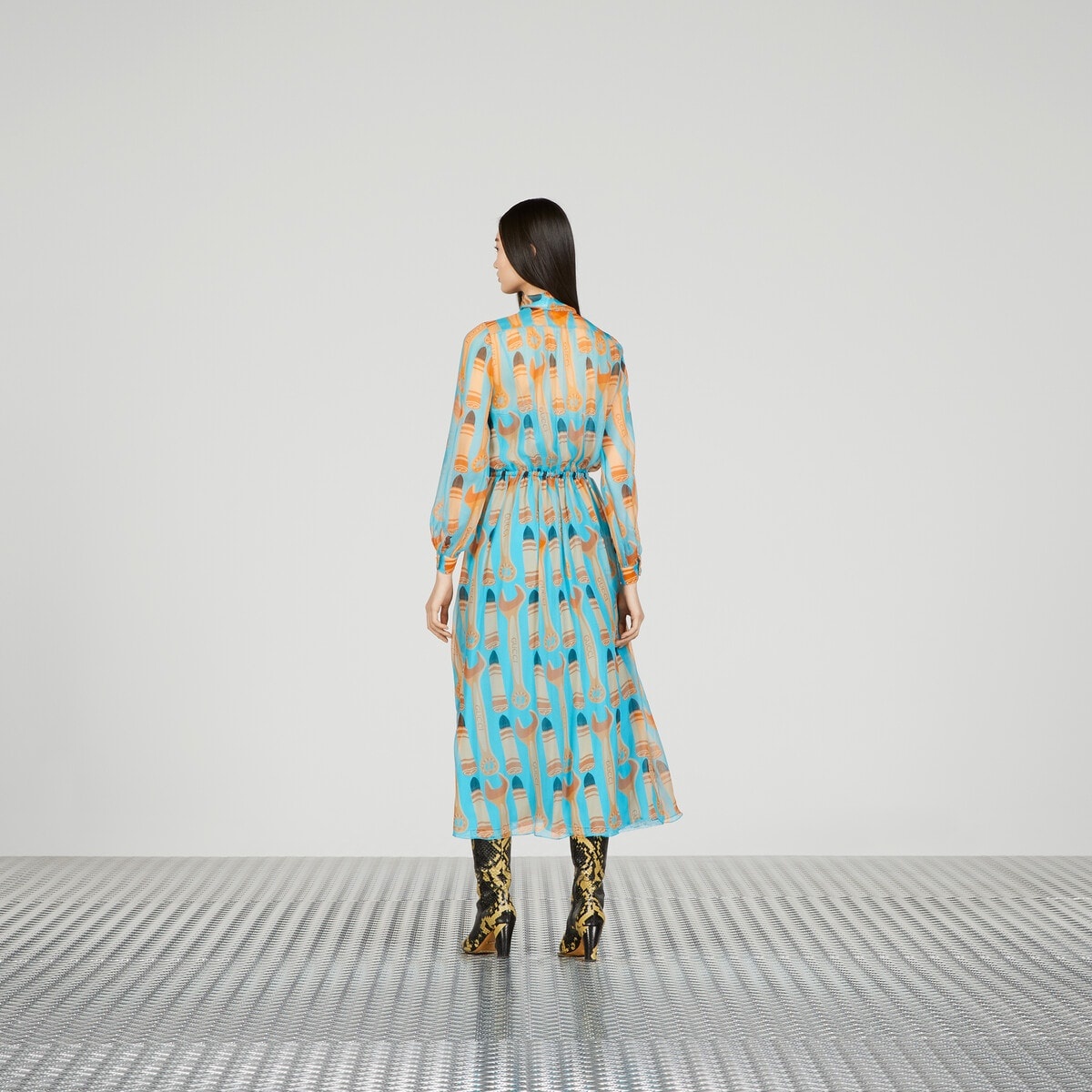 Lipstick and tool print silk dress - 6