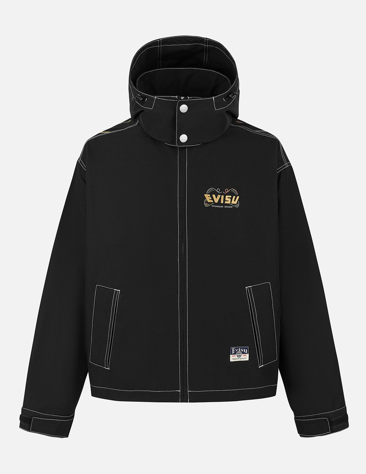 Daruma Print and Logo Appliqué Relax Fit Hooded Jacket - 2