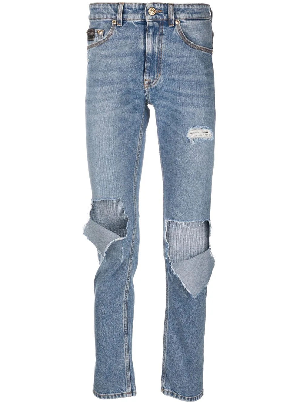 distressed straight-leg jeans - 1