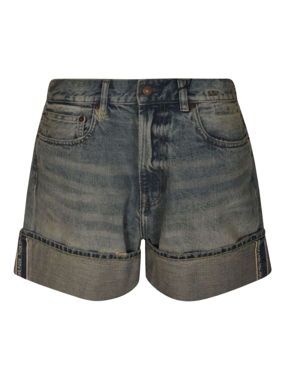 logo-patch denim shorts - 1