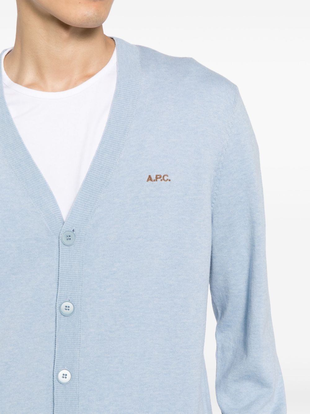 logo-embroidered cotton cardigan - 5