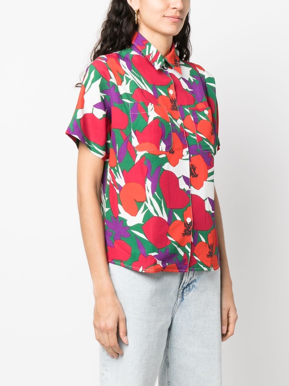 floral-print short-sleeved shirt - 3