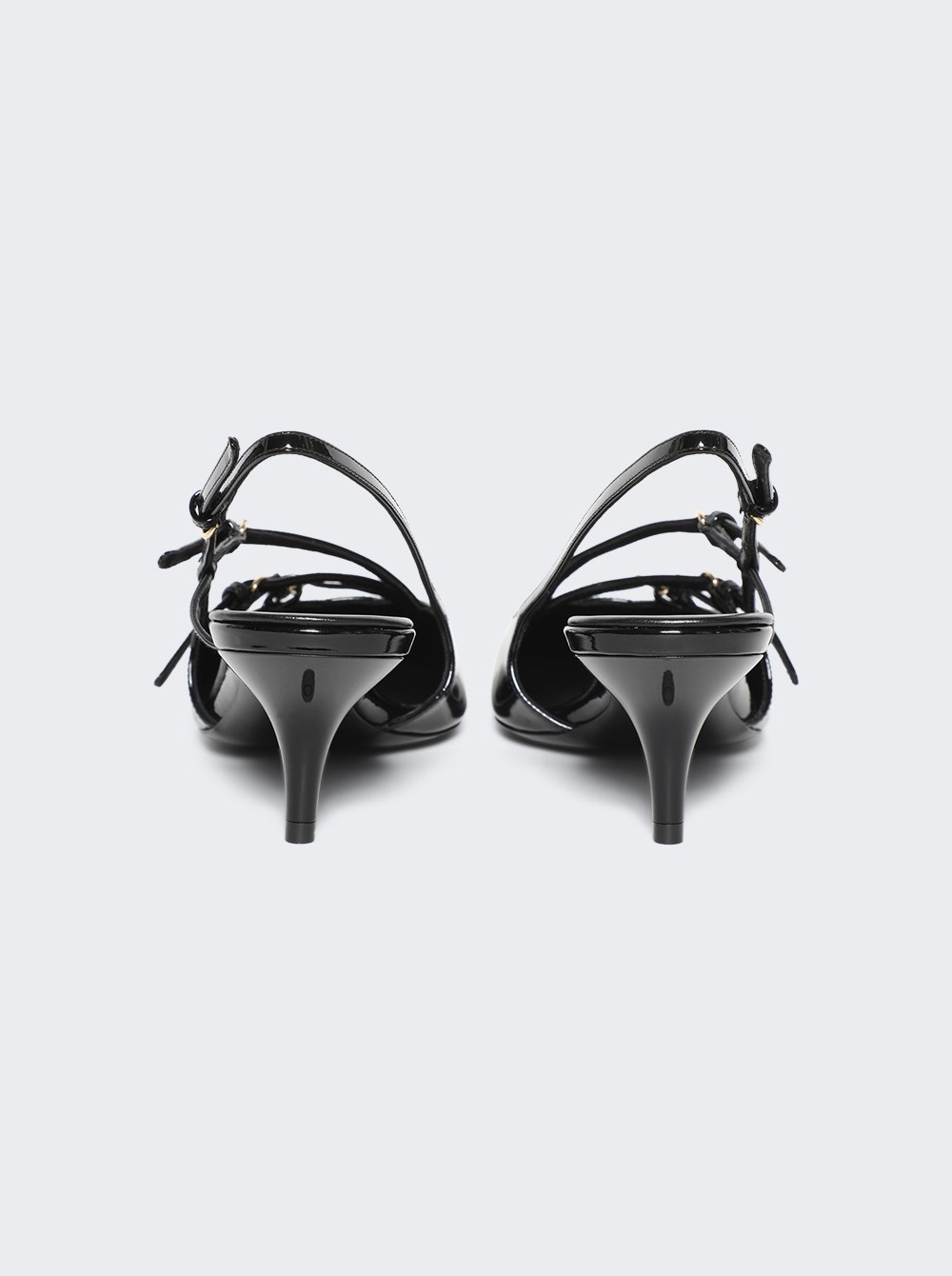 Patent Leather Slingbacks With Buckles Black - 4