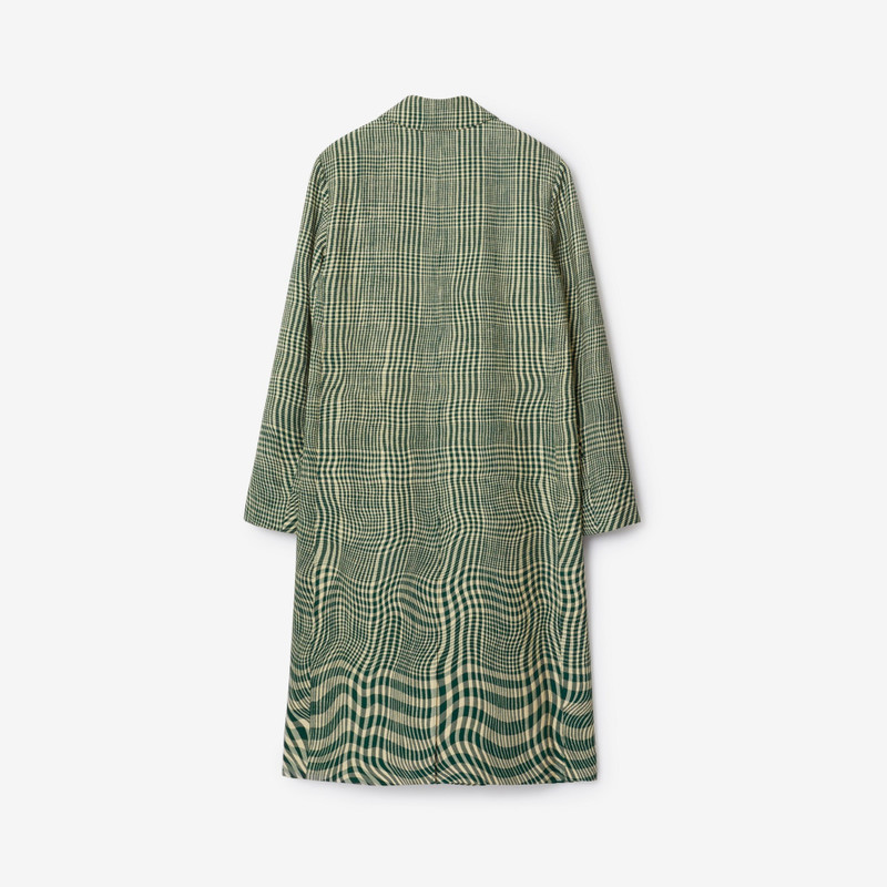 Long Warped Houndstooth Silk Blend Car Coat 5