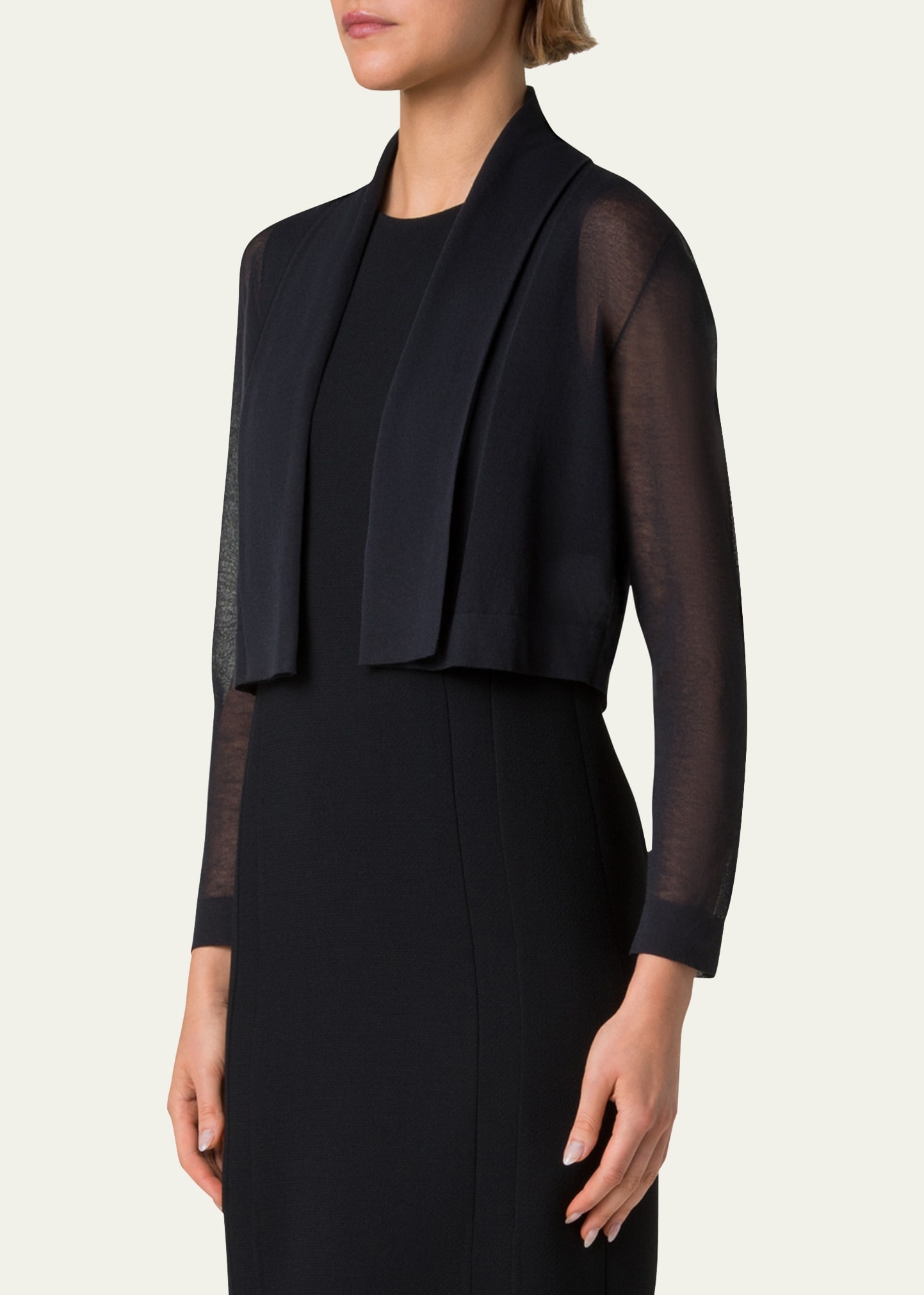Shawl Sheer Cropped Cardigan - 4