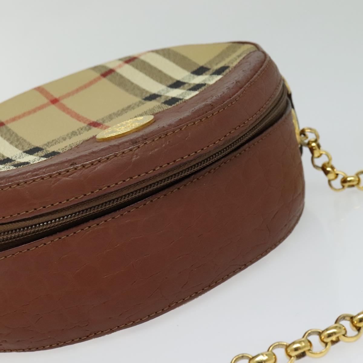 Burberry Nova Check Chain Shoulder Bag Pvc Leather Brown Beige - 6
