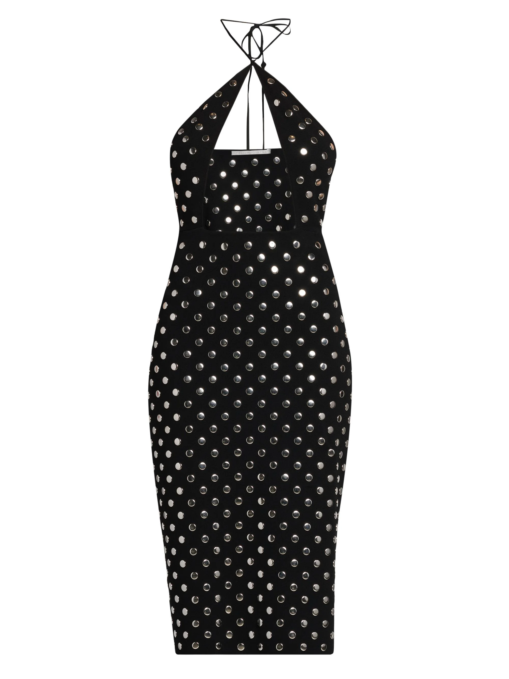 Women's Studded Cut-Out Halter Midi-Dress - Black - 1